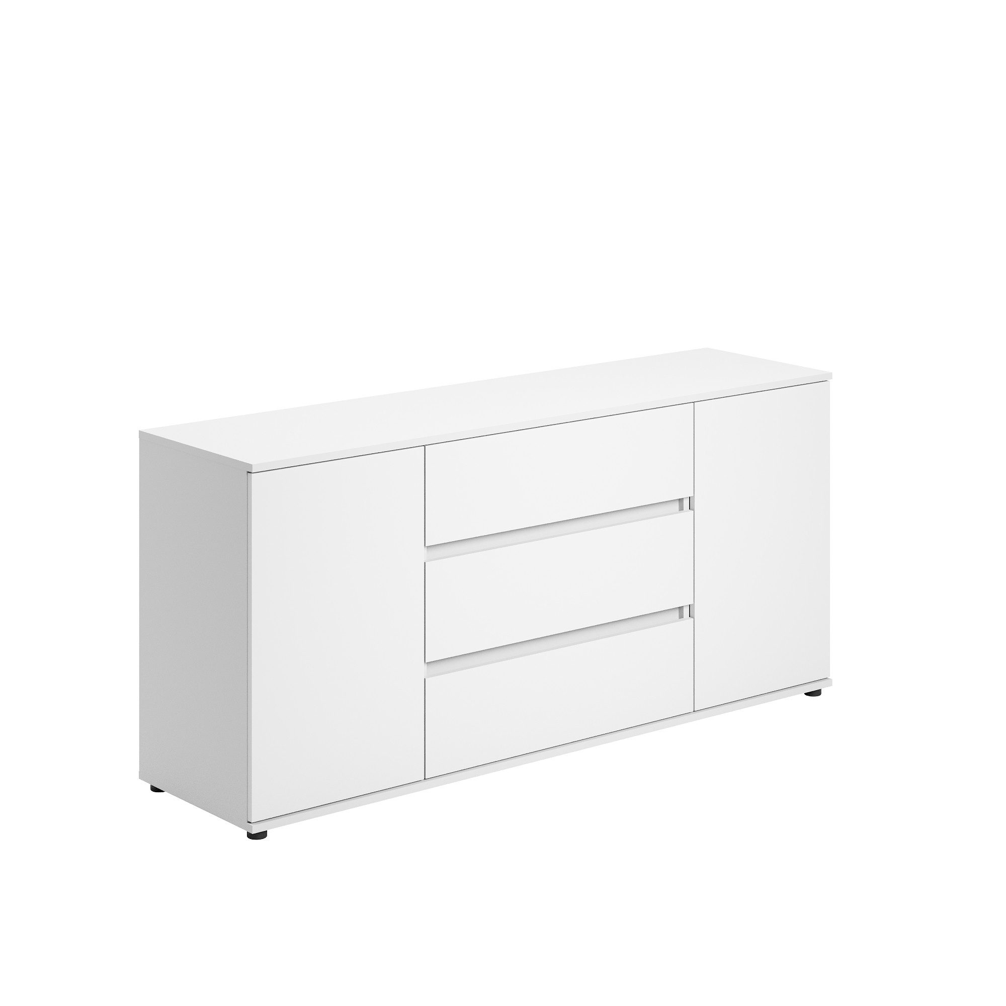 Home Collective Kommode Sideboard Kommode mit Schubladen Sideboard Wohnzimmer Anrichte (Sideboard Wohnzimmer Flur Kommode, modernes, griffloses Design), mit 2 Türen und 3 Schubladen, 150 x 40 x 70 cm Weiß