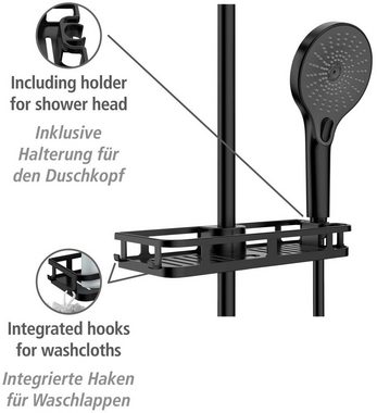 WENKO Duschablage Libertà Schwarz matt, Anbringung ohne Bohren und Schrauben