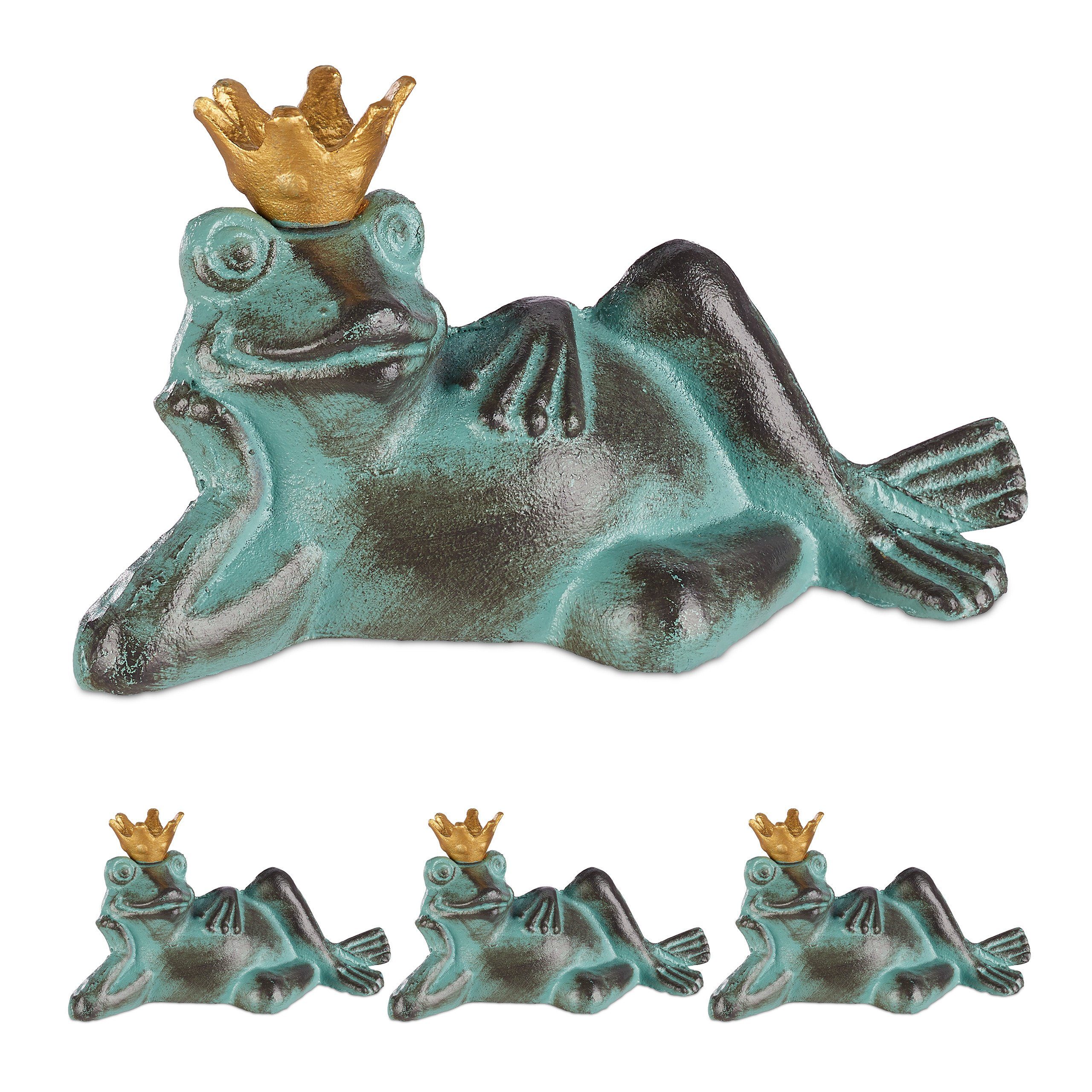 Dekofigur Gartenfigur 4 Froschkönig relaxdays x S