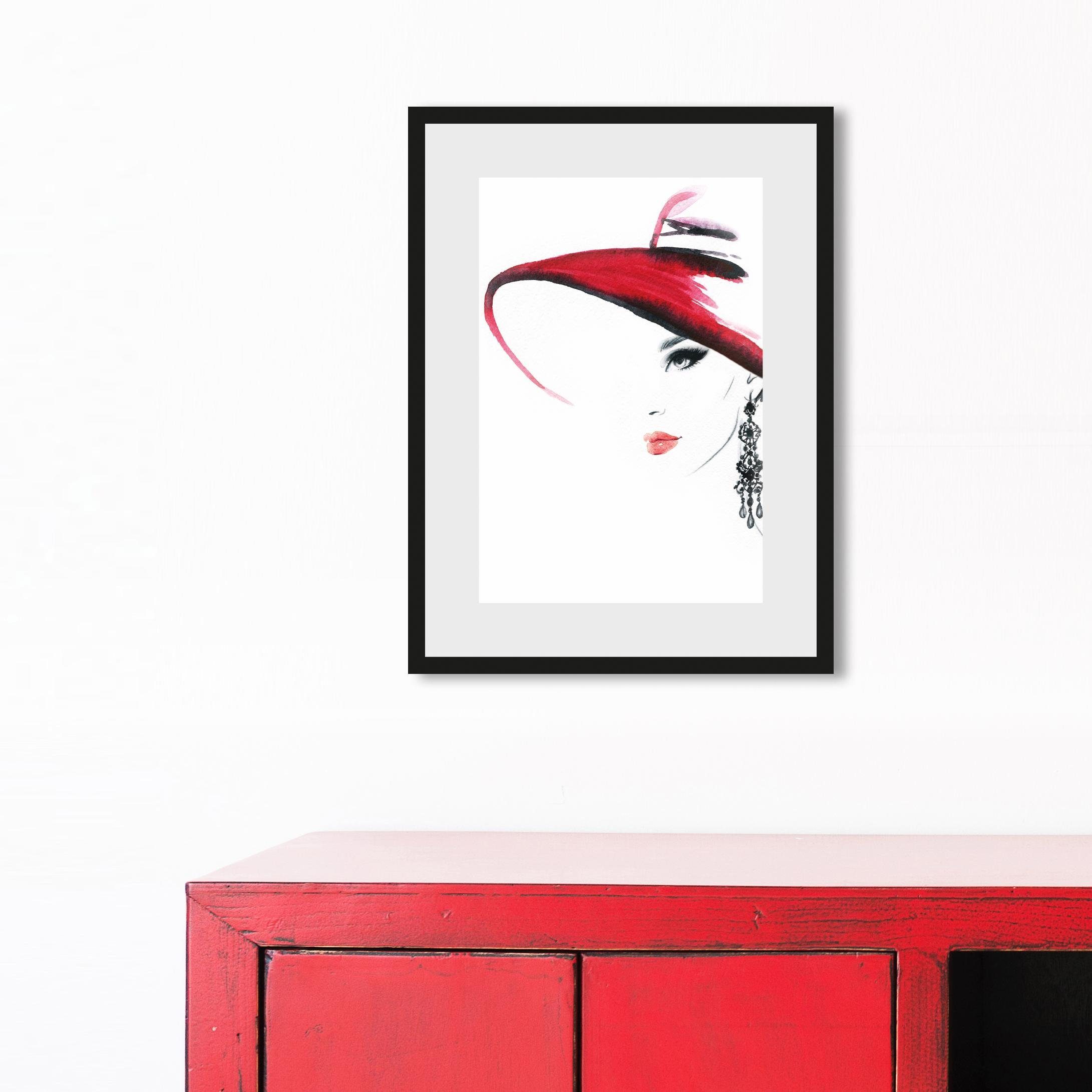 OTTO home Bild mit Rahmen Skizze Frau mit Hut und Ohrring, Bilder von Fraue günstig online kaufen