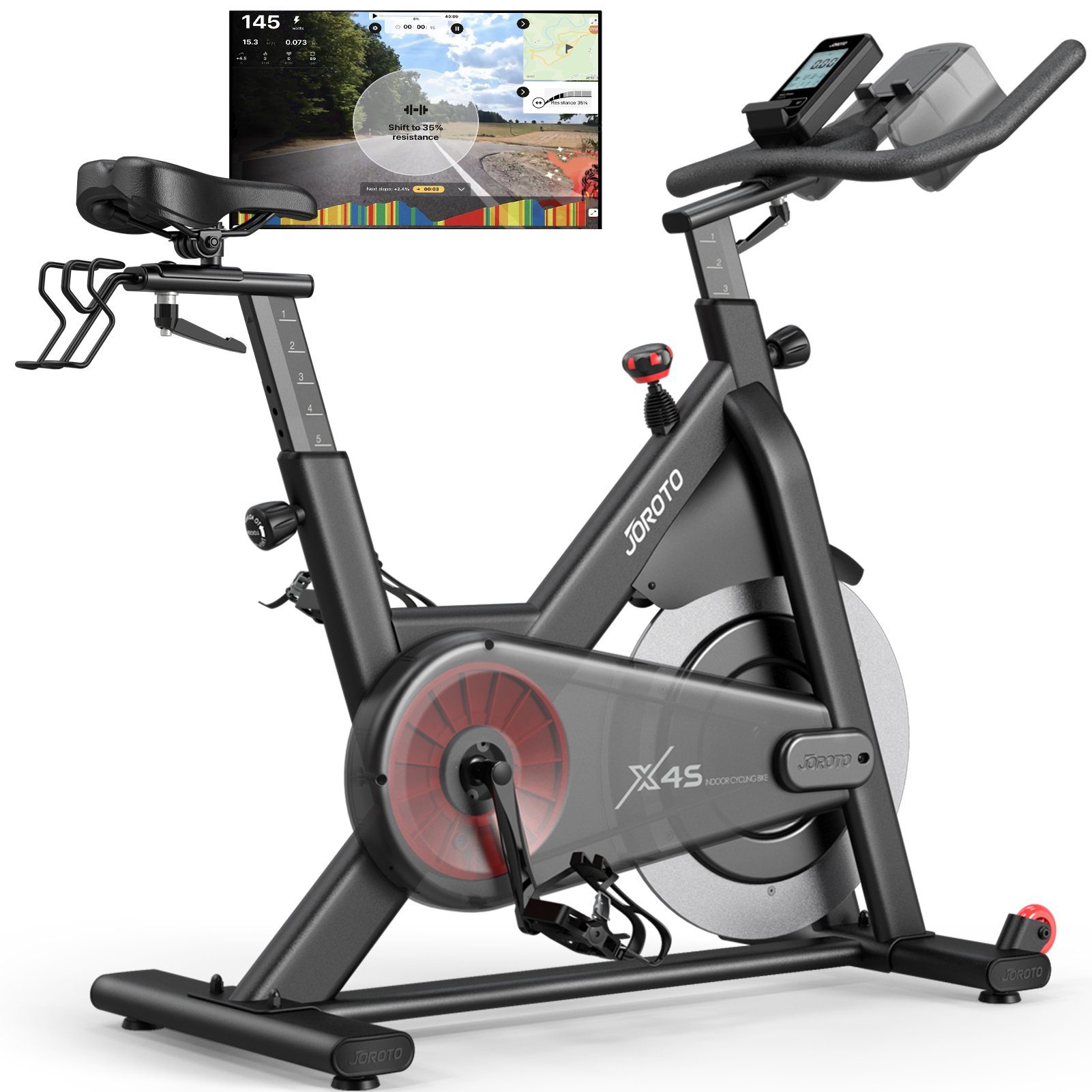 JOROTO Speedbike X4S, Heimtrainer Fahrrad mit Hintergrundbeleuchtem Bluetooth-Display