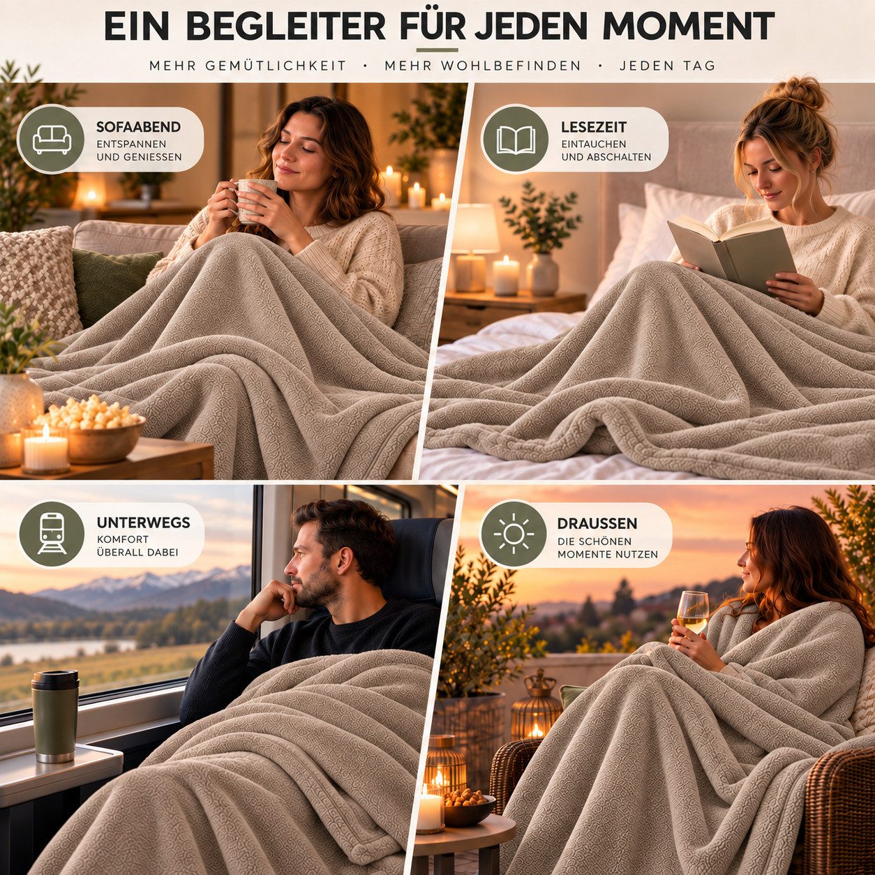 Wohndecke Kuscheldecke 260 g/m², flauschige Wohndecke, Fleecedecke, Oeko-Tex, Komfortec – Bild 3 von 5