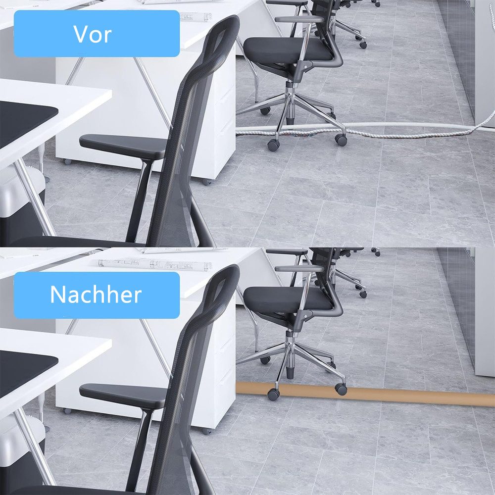 TUWENA Kabelkanal 3m Kabelkanal selbstklebend, Flexiblen Kabelschutz, Boden Kabelbrücke