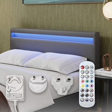 VitaliSpa® Bett Bettgestell Bern mit LED 140 cm Grau