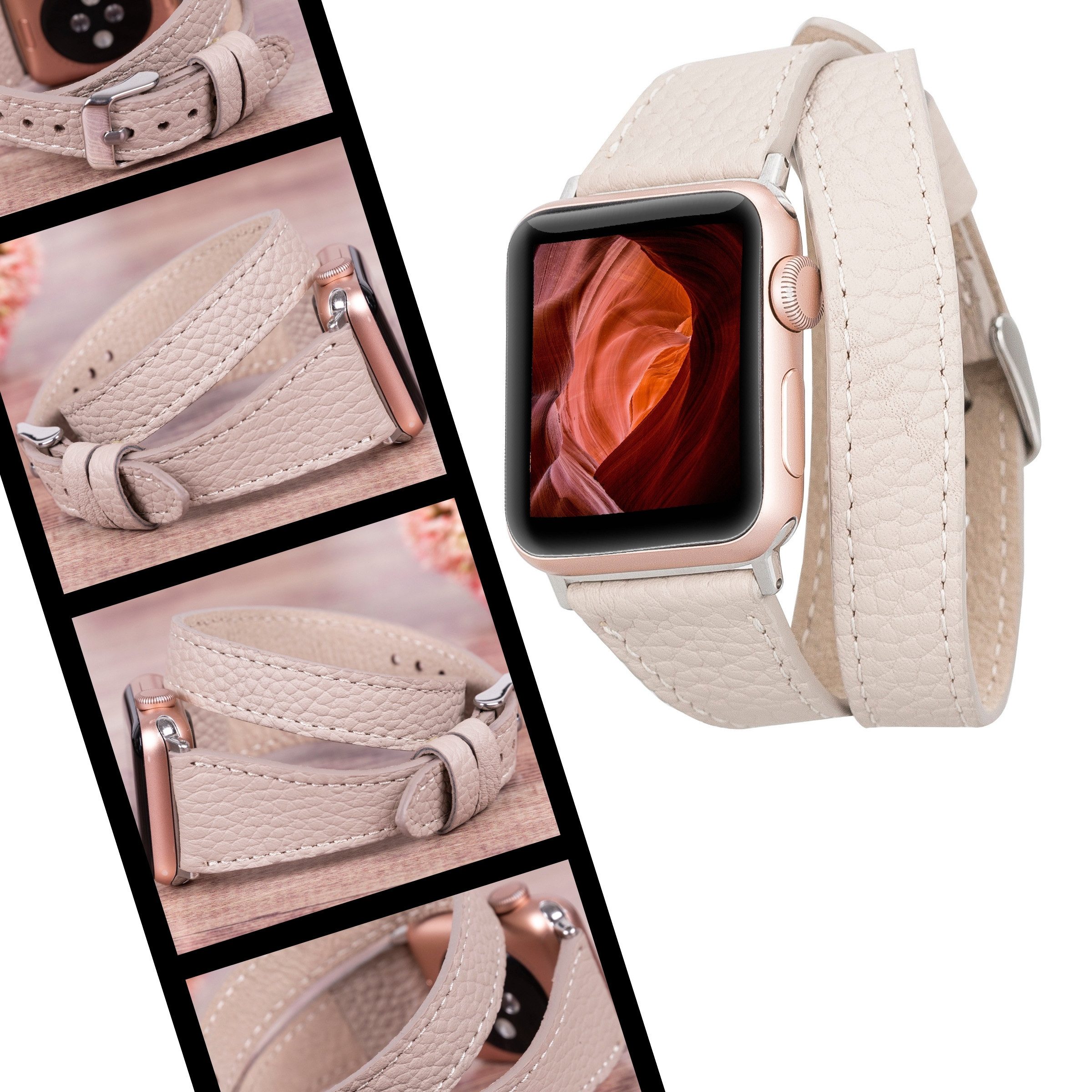 Renna Leather Smartwatch-Armband Apple Watch Band für Series 11/10 / Ultra/9/SE/8-1 Echtleder Armband