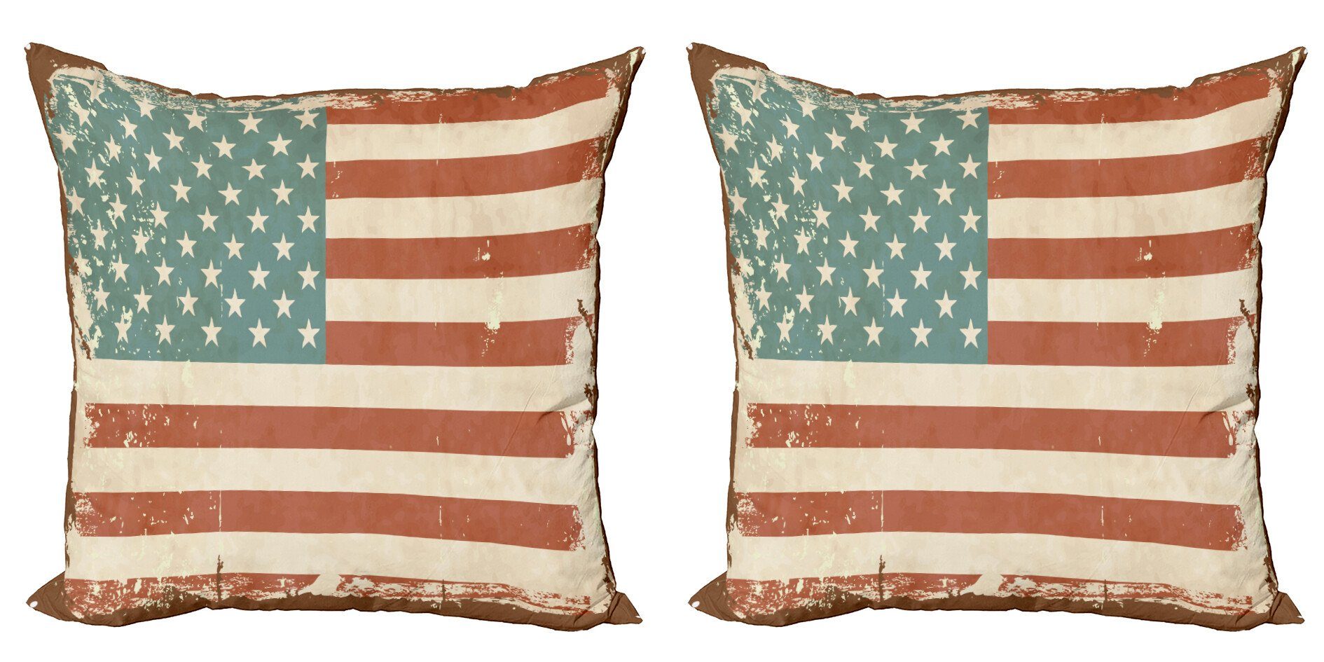 Kissenbezüge Modern Accent Doppelseitiger Digitaldruck, Abakuhaus (2 Stück), Weinlese-Streifen Grunge US Flag