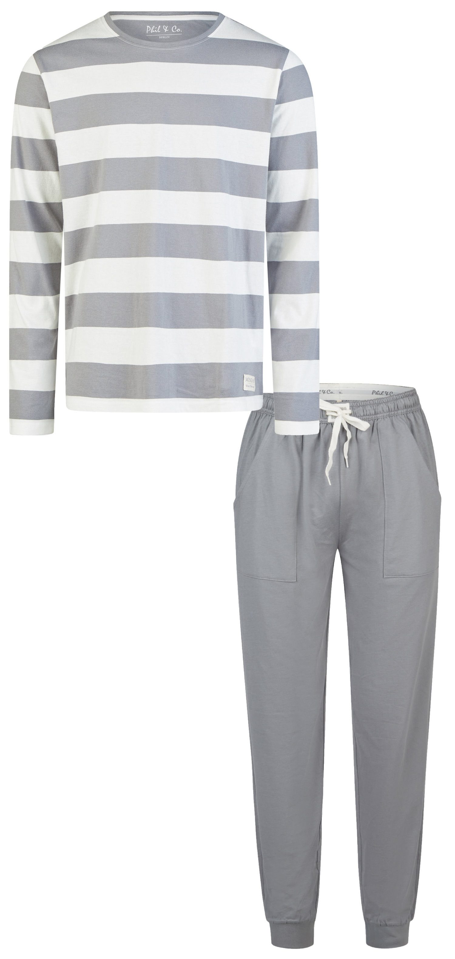 Phil & Co. Schlafanzug Herren Pyjama mit Bündchen (2 tlg) Baumwolle günstig online kaufen