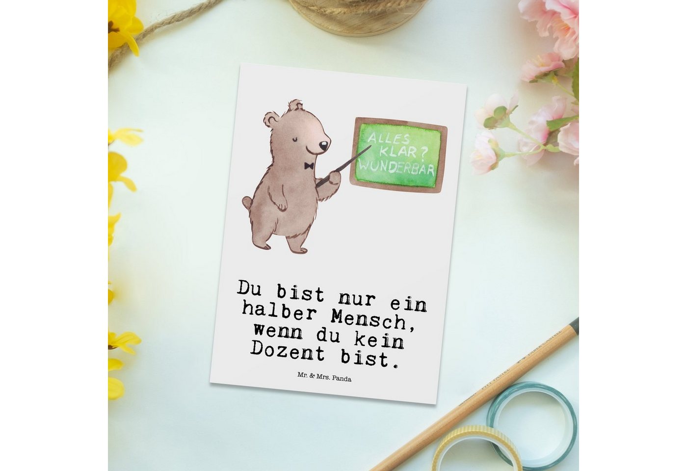 Thumbnail - Mr. & Mrs. Panda Postkarte Dozent Herz - Weiß - Geschenk, Karte, Jubiläum, Ansichtskarten, Ansic, Charmantes Design