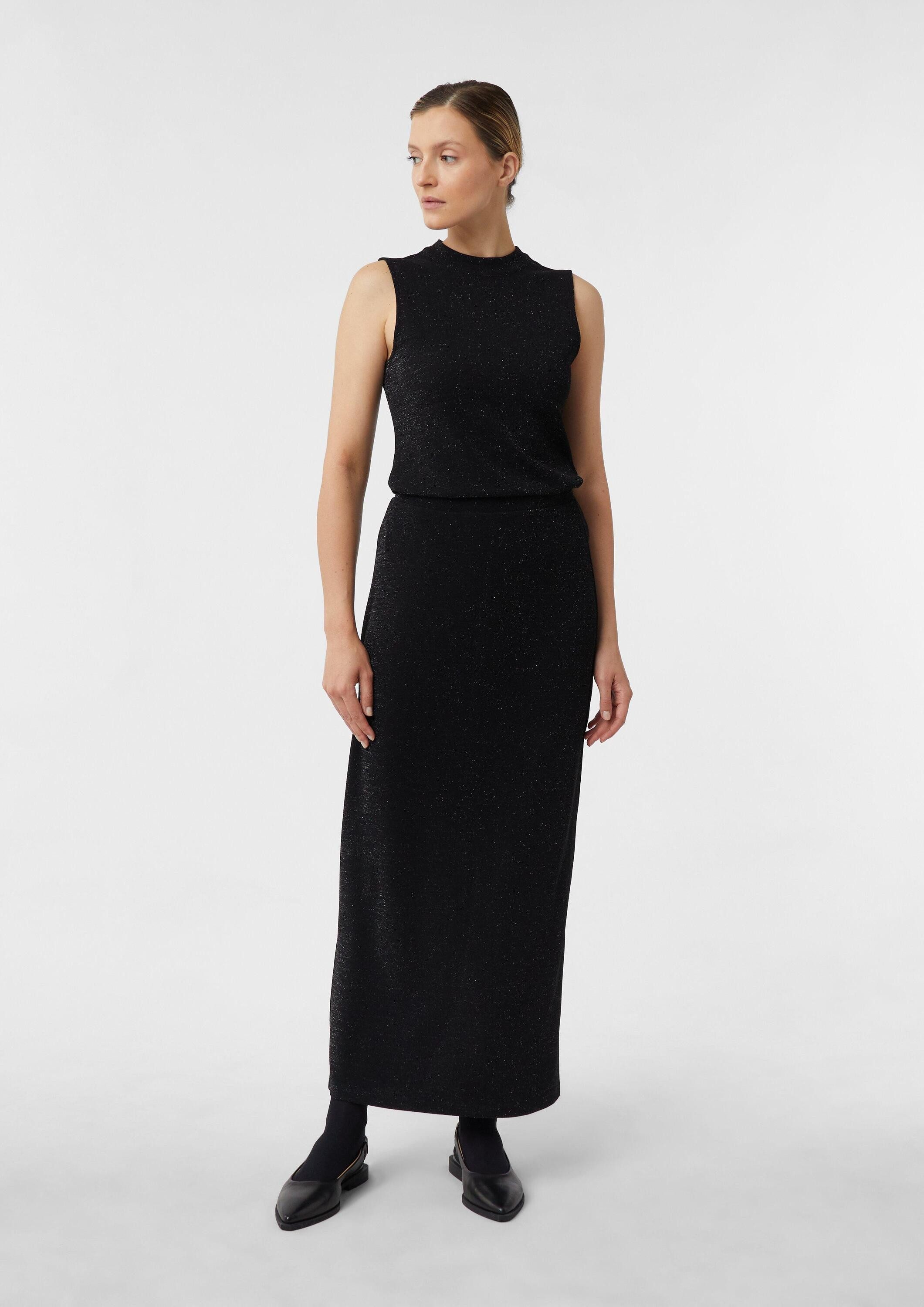 comma Maxirock Rock Schmaler Jersey-Rock mit Glitzergarn und Beinschlitz günstig online kaufen