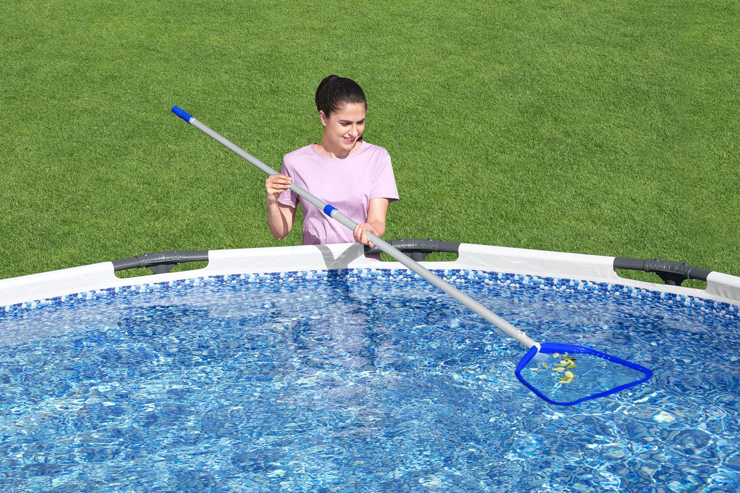 Bestway Kescher Flowclear™AquaScoop™ Deluxe (Packung, 1-St., Passend zu 30 mm Stielen (Innendurchmesser), 40 x 53 x 4,8 cm