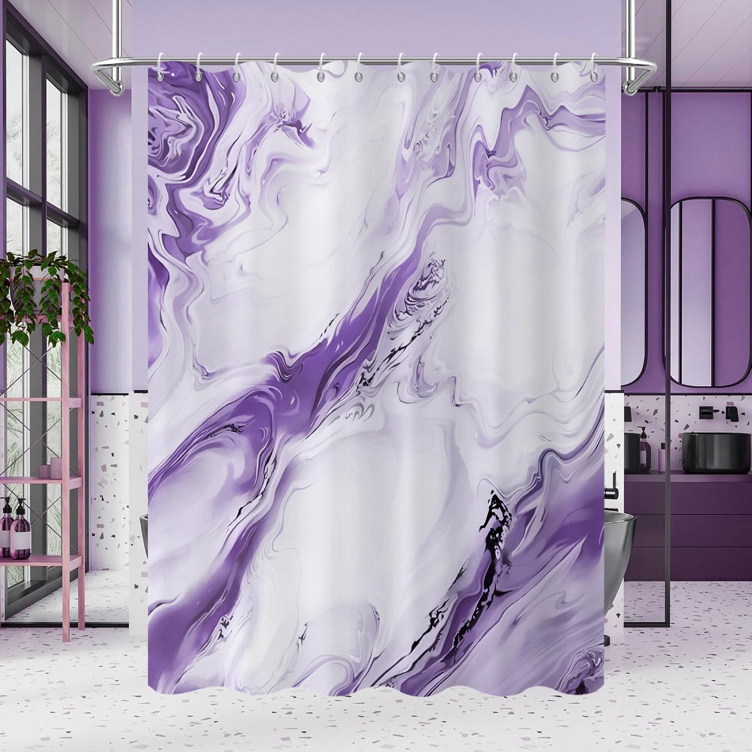 Agger Duschvorhang Modern – Abstrakt Marmor Aquarell Design, Wasserdicht & Waschbar Breite 180 cm (1-tlg), Badvorhang für Dusche & Badewanne