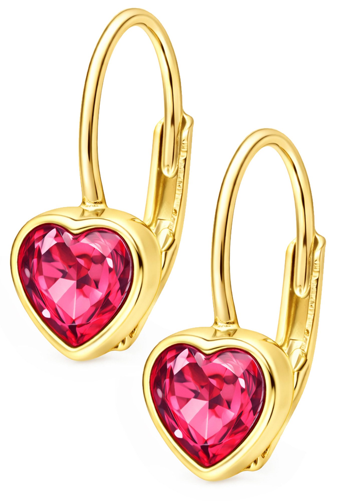 Limana Paar Ohrhänger Kinder hängende Ohrringe Herz 925 Silber Brisur Mädchen Damen Geschenk (inkl. Dose Geschenk für Freundin Geburtstag Muttertag Valentinstag), Ostern Einschulung Schulanfang Nikolaus Kommunion Weihnachten