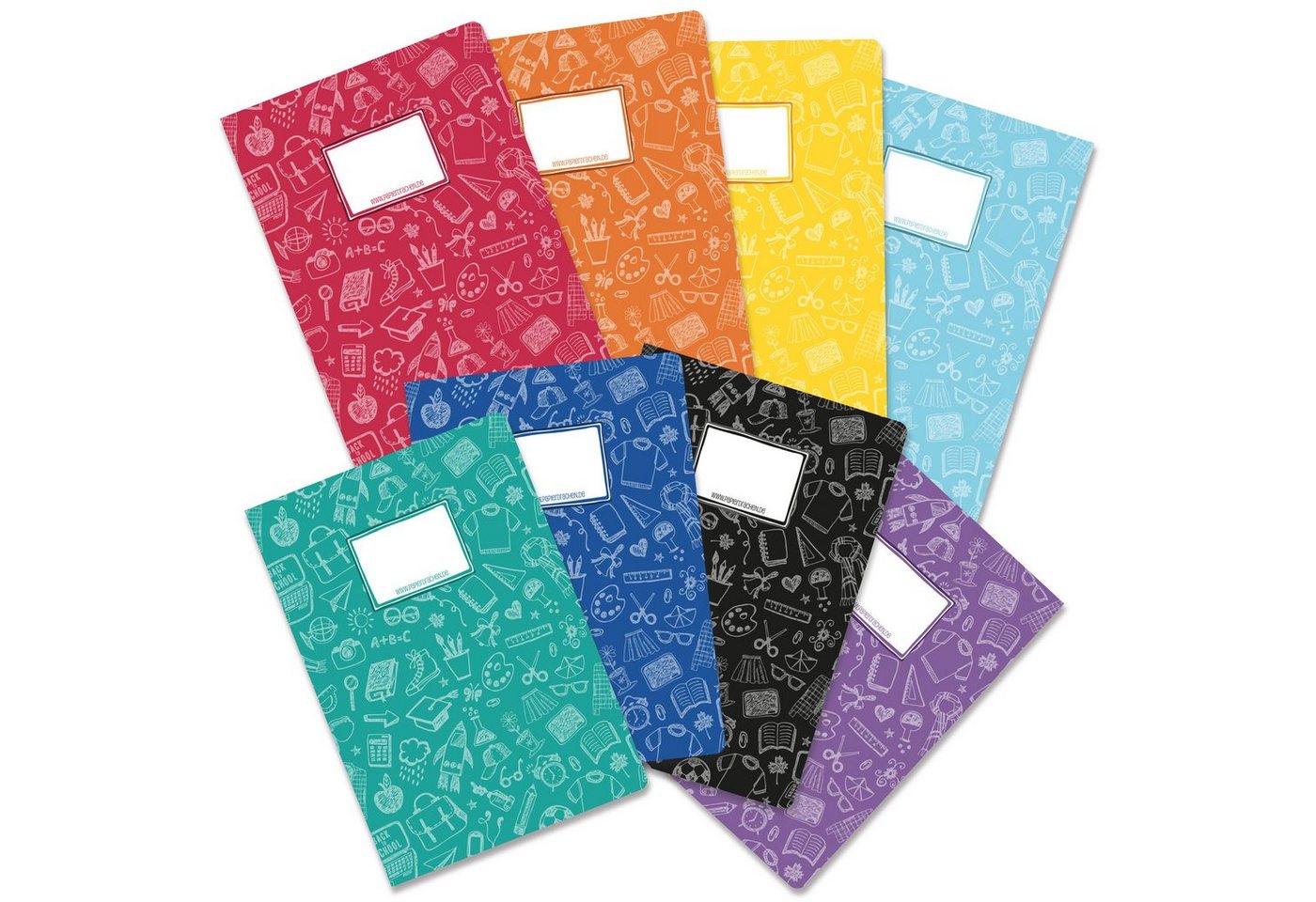 PAPIERDRACHEN Schulheft 8 Schnellhefter aus Karton – DIN A4 – tolles Designs