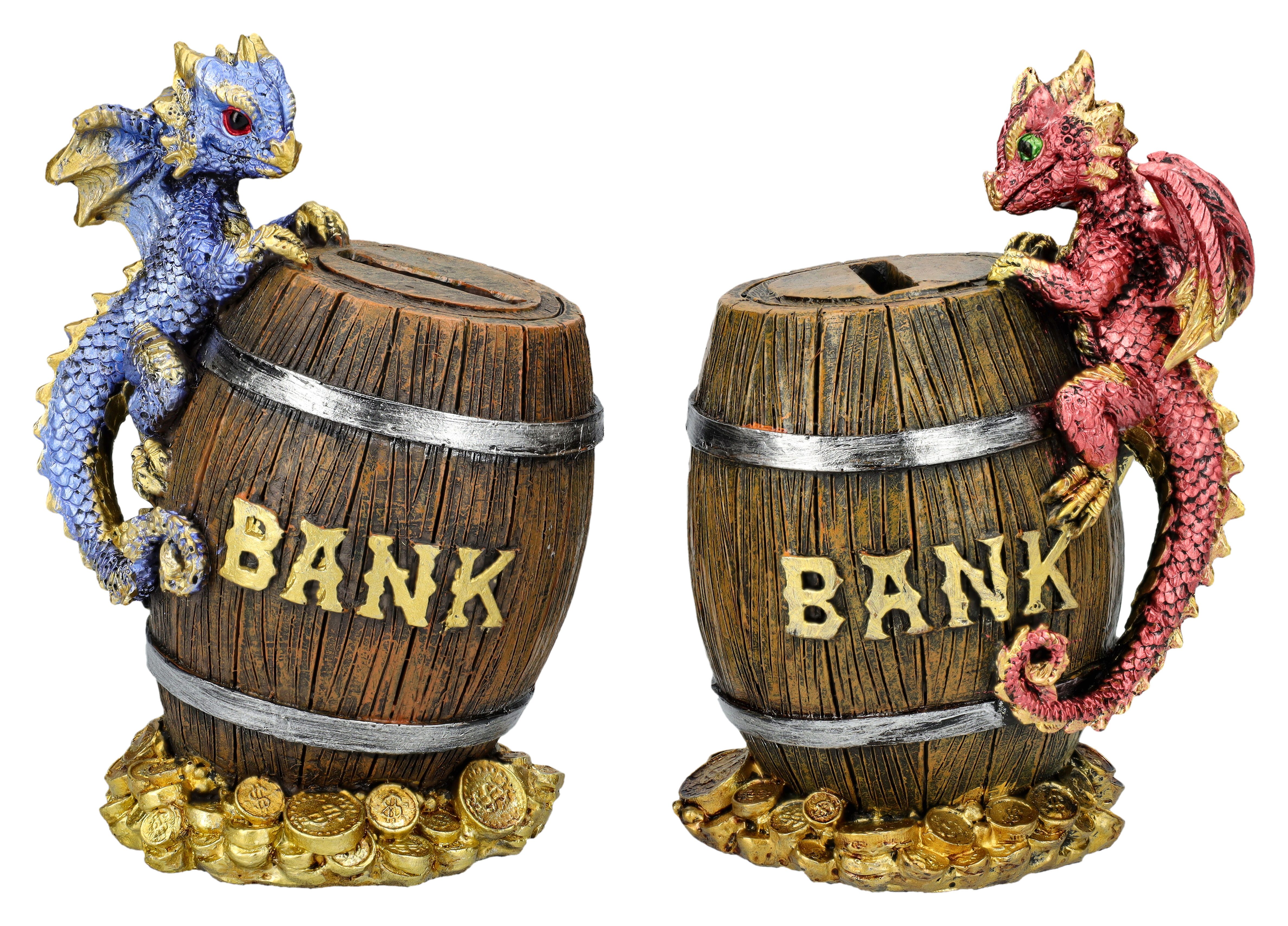 Figuren Shop GmbH Spardose Spardosen 2er Set - Bunte Drachen - Fantasy Dekoration Sparbüchse