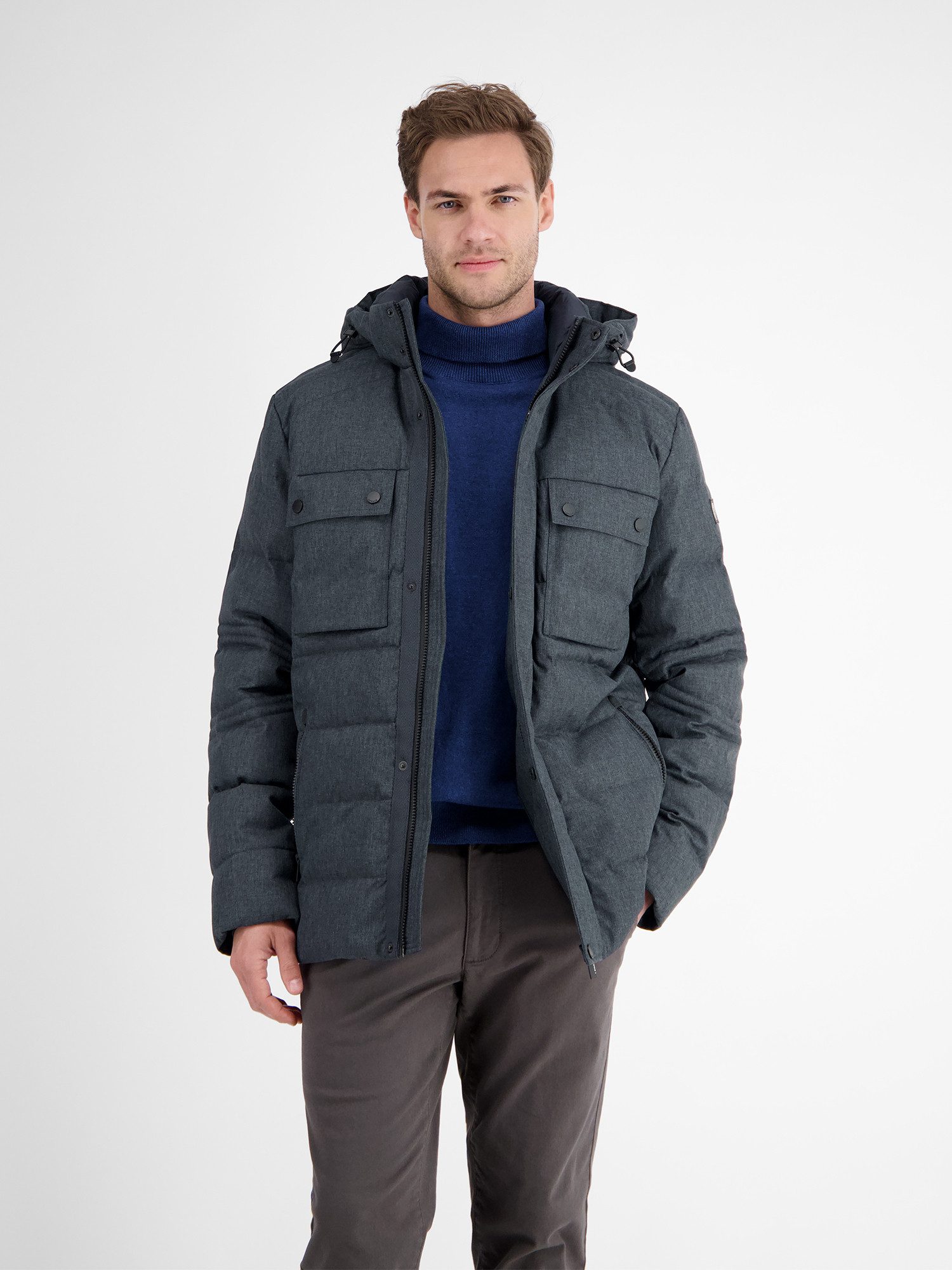 LERROS Outdoorjacke LERROS Herren Fieldjacket in Woll-Optik Wasser- und windabweisend, atmungsaktiv