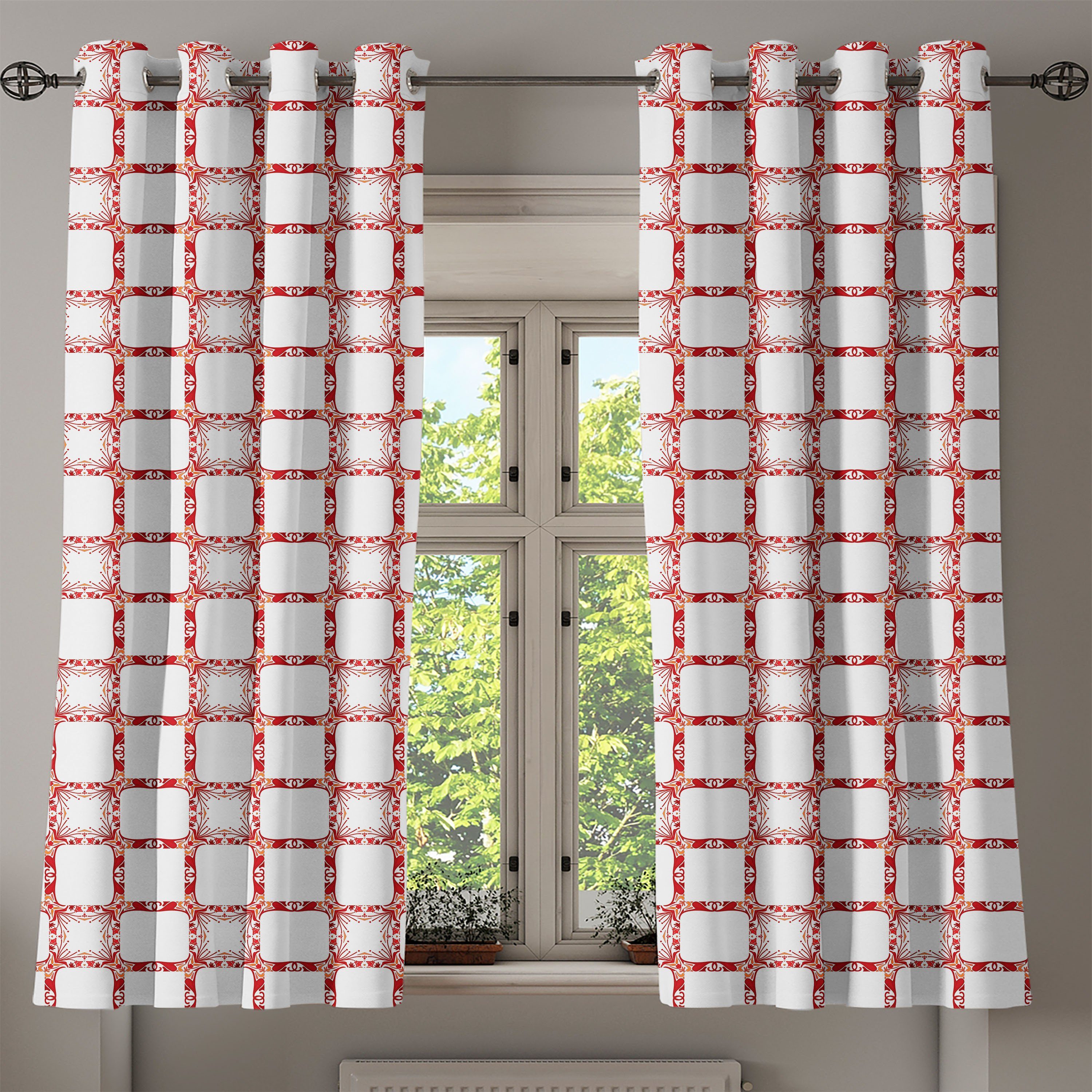 Gardine Dekorative 2-Panel-Fenstervorhänge für Schlafzimmer Wohnzimmer, traditionell Formen Alte Moderne Abakuhaus