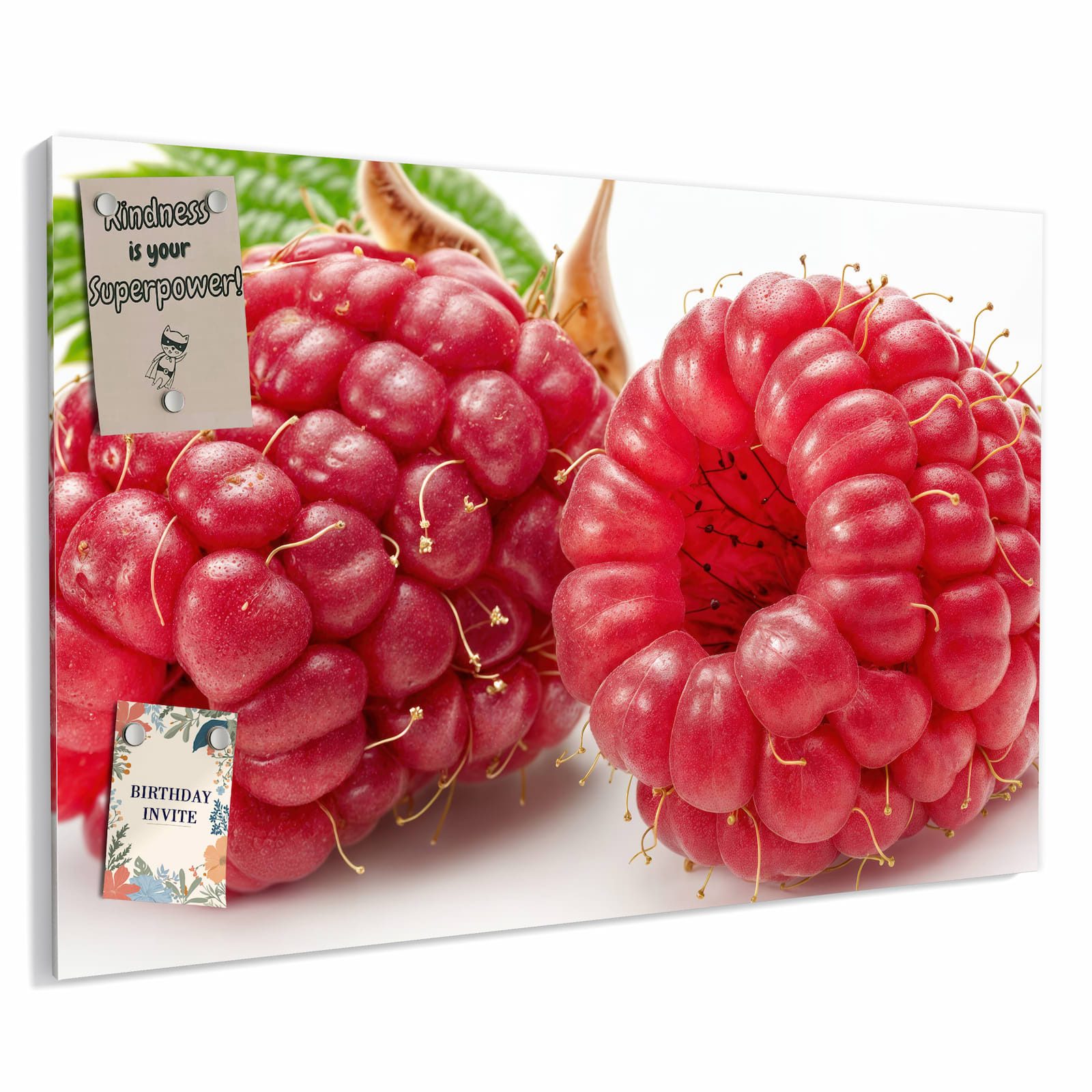 Primedeco Memoboard Metall Himbeerenblatt – beschreibbar & magnetisch, (Inklusive Stift, Magnete und Montagematerial, 1-tlg., 9 verschiedene Größen), Magnetisch und Beschreibbar