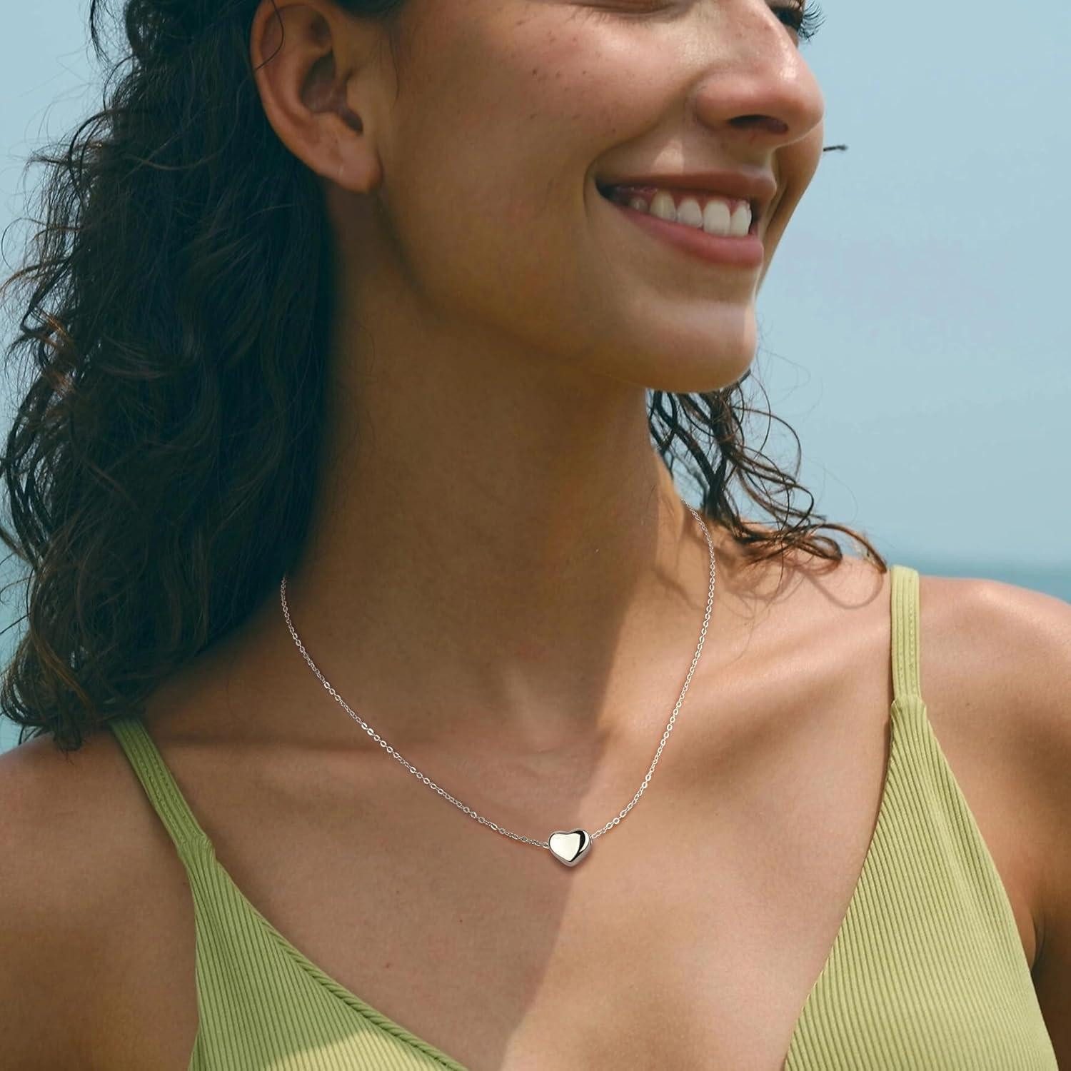 LuxusKollektion Kette und Anhänger Set Stapelbare Damen Halsketten Set Edelstahl Gold Silber Herzanhänger – Bild 5 von 5