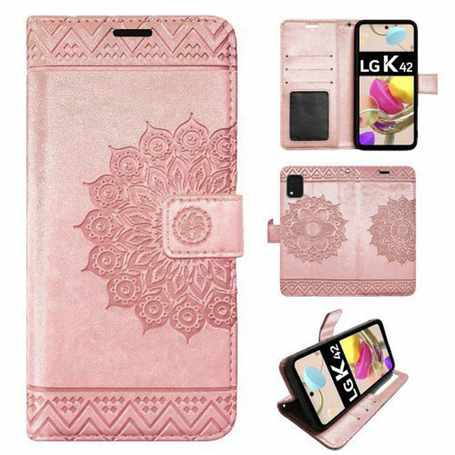 betterfon Handyhülle Handytasche für LG K42 Klapphülle Flip Case Rosegold, Wallet Case mit Kartenfächern Magnetverschluss und weicher Innenhülle