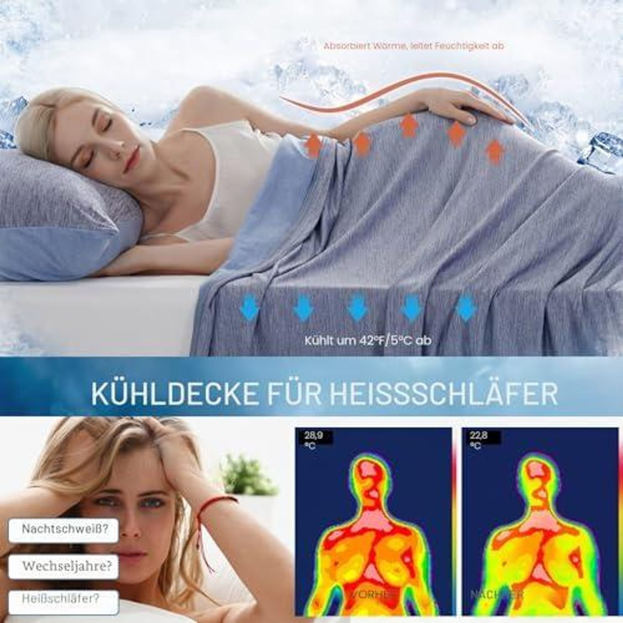 Wohndecke Marchpower Kühldecke Arc Chill Sommerdecke 150x200 Blau, FELIXLEO