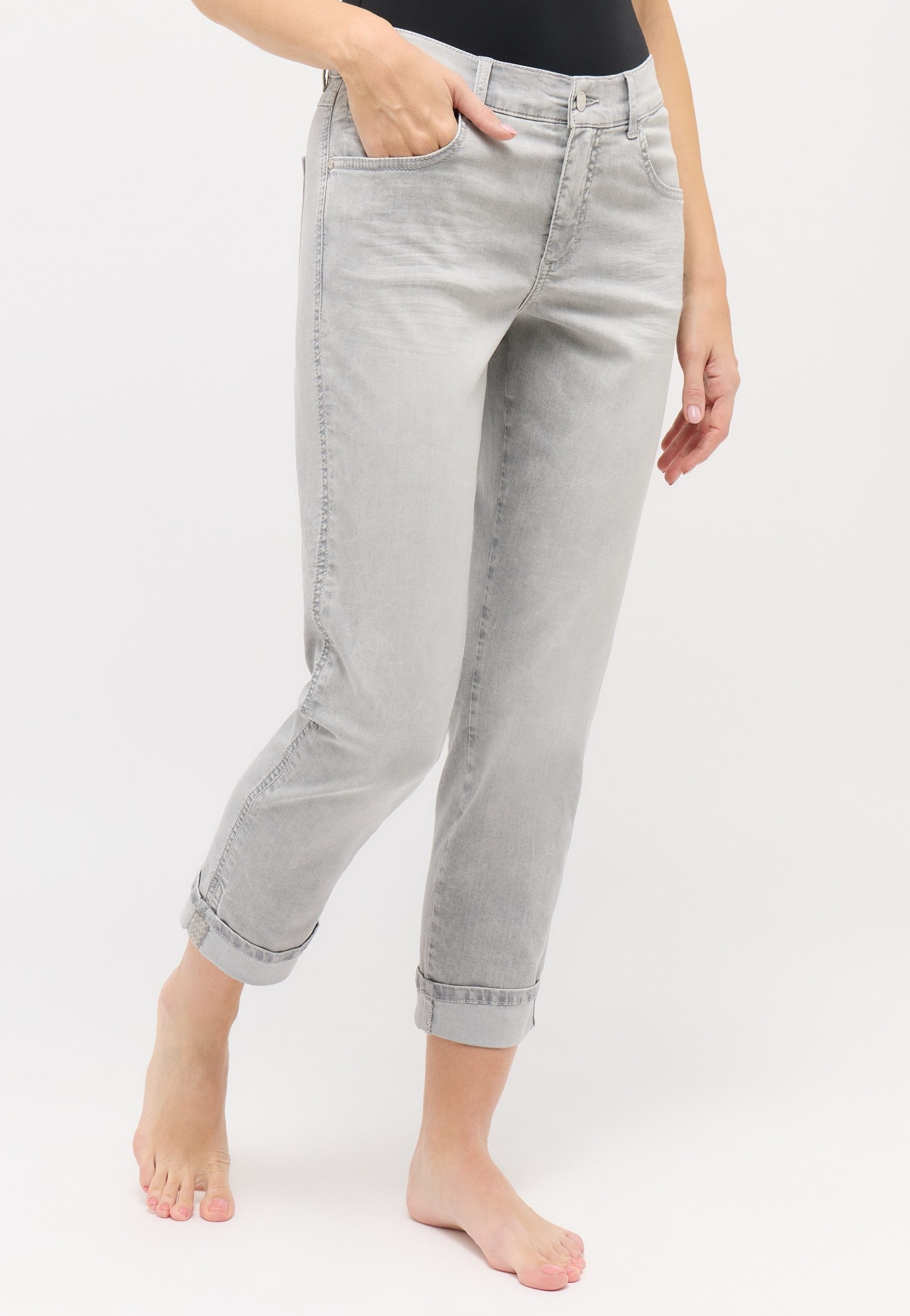 ANGELS 5-Pocket-Jeans DARLEEN CROP TU RIBBON light grey random used günstig online kaufen