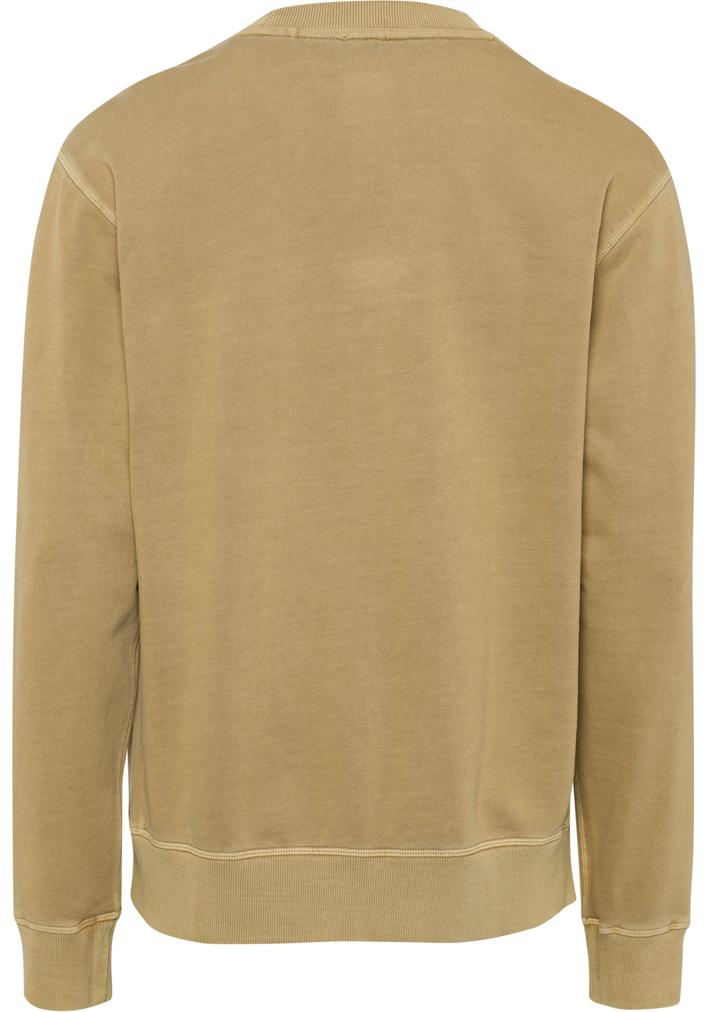 Sweater mit Medium_Beige Rippeinsätzen BOSS (1-tlg) Wefade ORANGE seitlichen