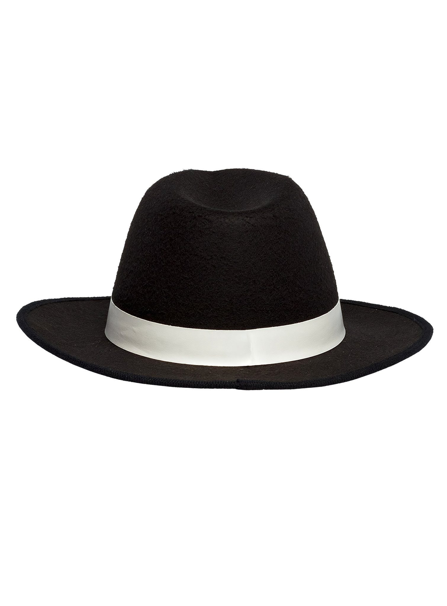 Boland Kostüm Mafia Hut, Schwarzer Fedora mit weißem Hutband im Gangsterloo günstig online kaufen