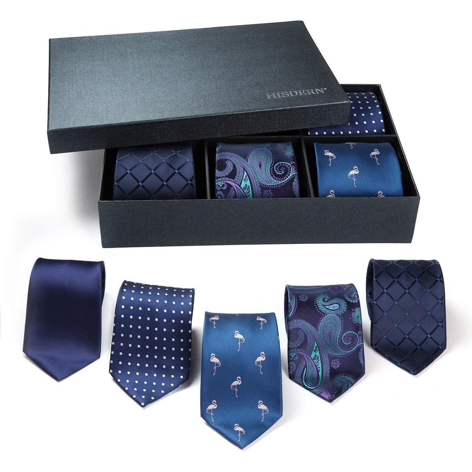 LuxusKollektion Krawatte Krawattenset Herren 5er Seide Einstecktuch Geschenkbox T5-03