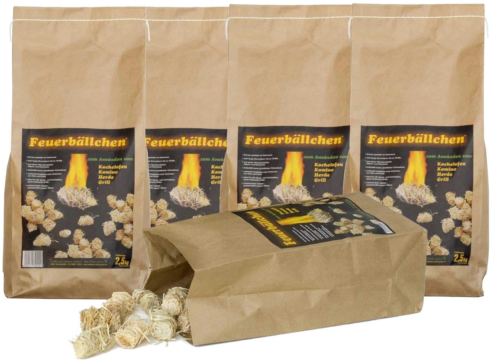 Raiffeisen Waren Grillanzünder Raiffeisenwaren Feuerbällchen Anzünder, Inhalt 12,5 kg, Brenndauer 10