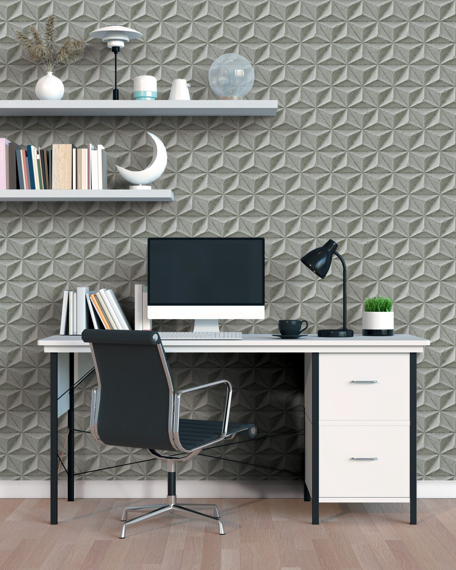 A.S. Création Vliestapete PintWalls II Beton-Optik Tapete Mustertapete Grafik 3D, strukturiert, matt, (1 St), Vliestapete 3D für Schlafzimmer Küche Wohnzimmer Betonoptik Design