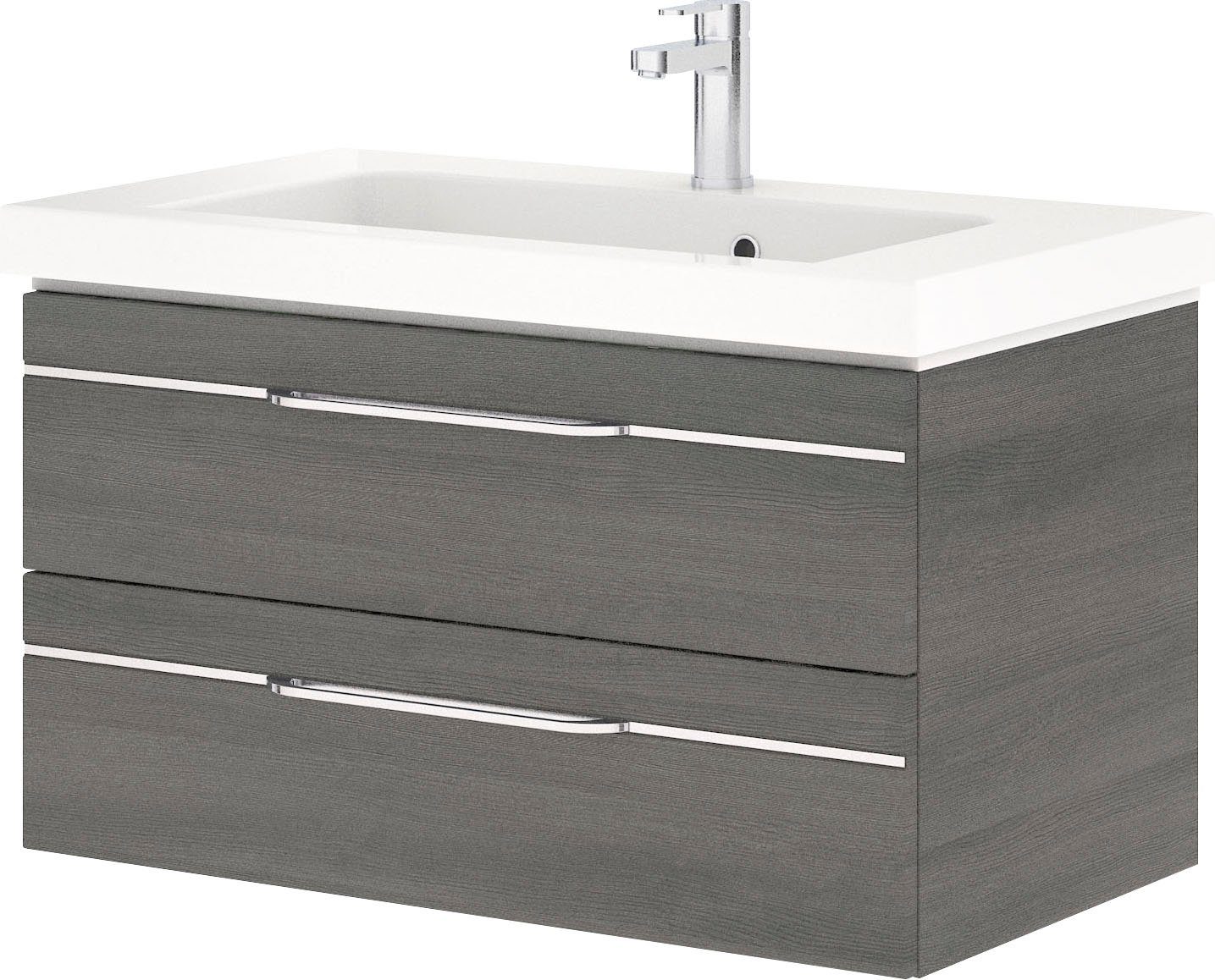 Saphir Badmöbel-Set Balto Sprint Waschplatz mit Mineralmarmor-Waschtisch, 92 cm breit, (1-St), Waschtisch und Unterschrank, inkl. Türdämpfer, mit 2 Schubladen