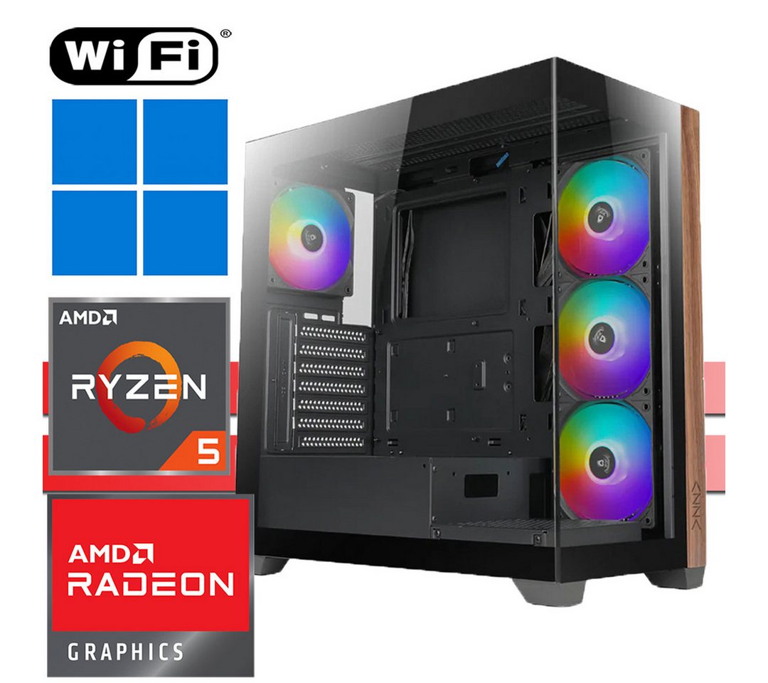 X-HARDWARE X-Entry Gaming Computer 5600G, 16GB RAM, 512GB SSD + bis zu 4TB HDD Gaming-PC (AMD Ryzen 5 5600G, AMD Radeon Graphics (iGPU), 16 GB RAM, 0 GB HDD, 512 GB SSD, Luftkühlung, Windows 11)