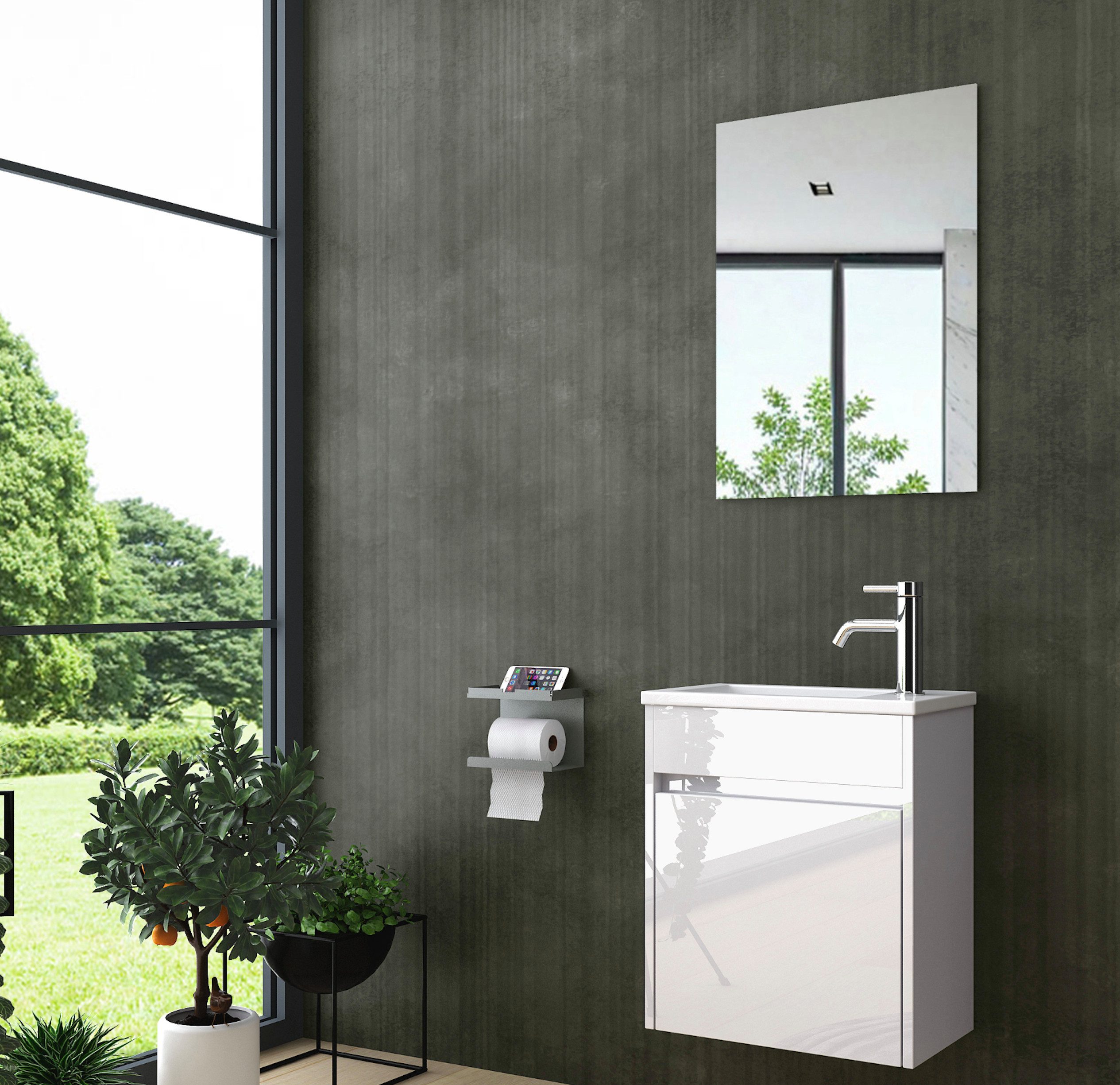 Homeline Badmöbel-Set Zamora Badmöbel-Set Badmöbel set Weiß Hochglanz Badez günstig online kaufen