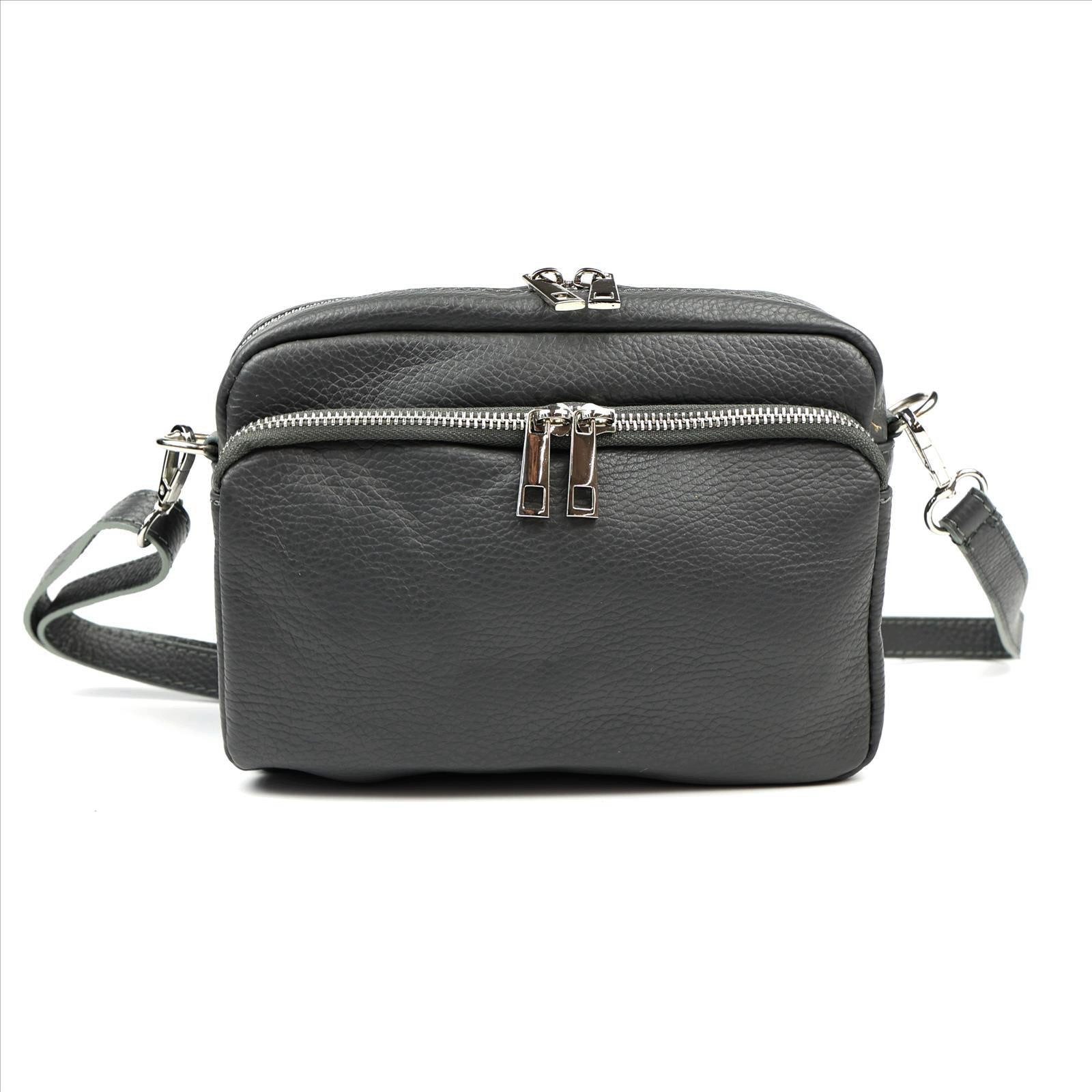 MIRROSI Umhängetasche Damen, Crossbody Bag, Echtleder Made in Italy, 22x16x7cm (BXHXT)