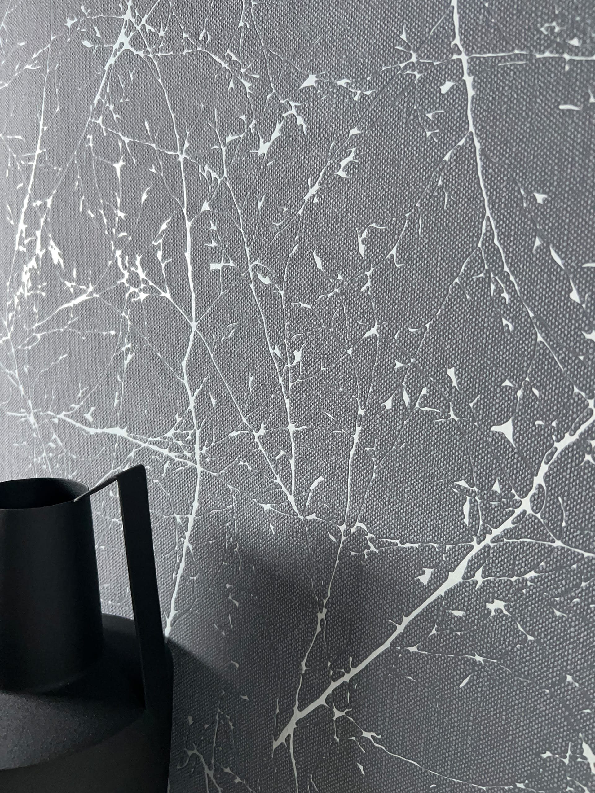 Newroom Vliestapete, Anthrazit Tapete Floral Äste - Ästetapete Blumentapete günstig online kaufen
