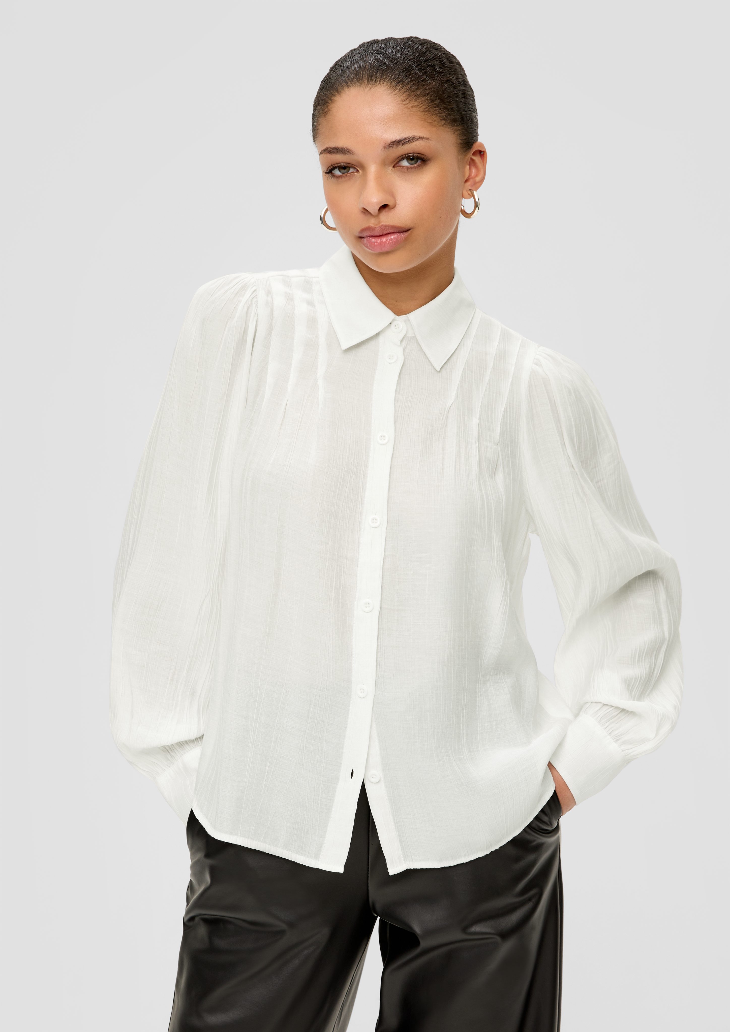 Langarmbluse Bluse mit Raffung