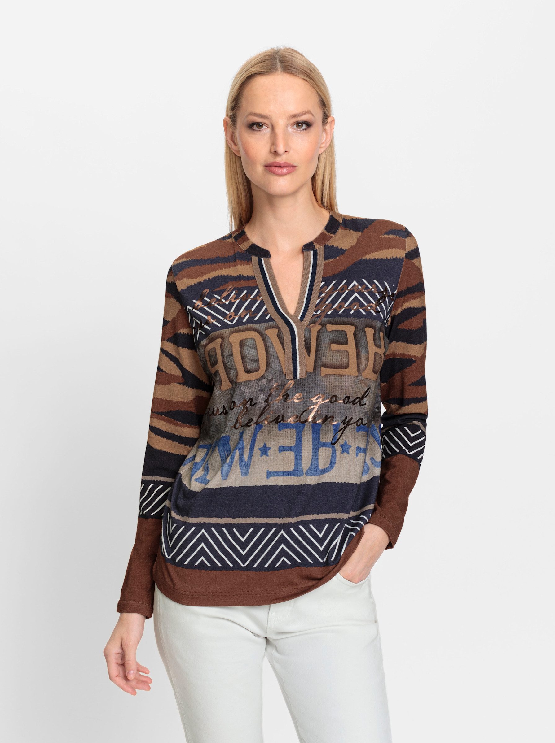 T-Shirt Druck-Shirt Langarm