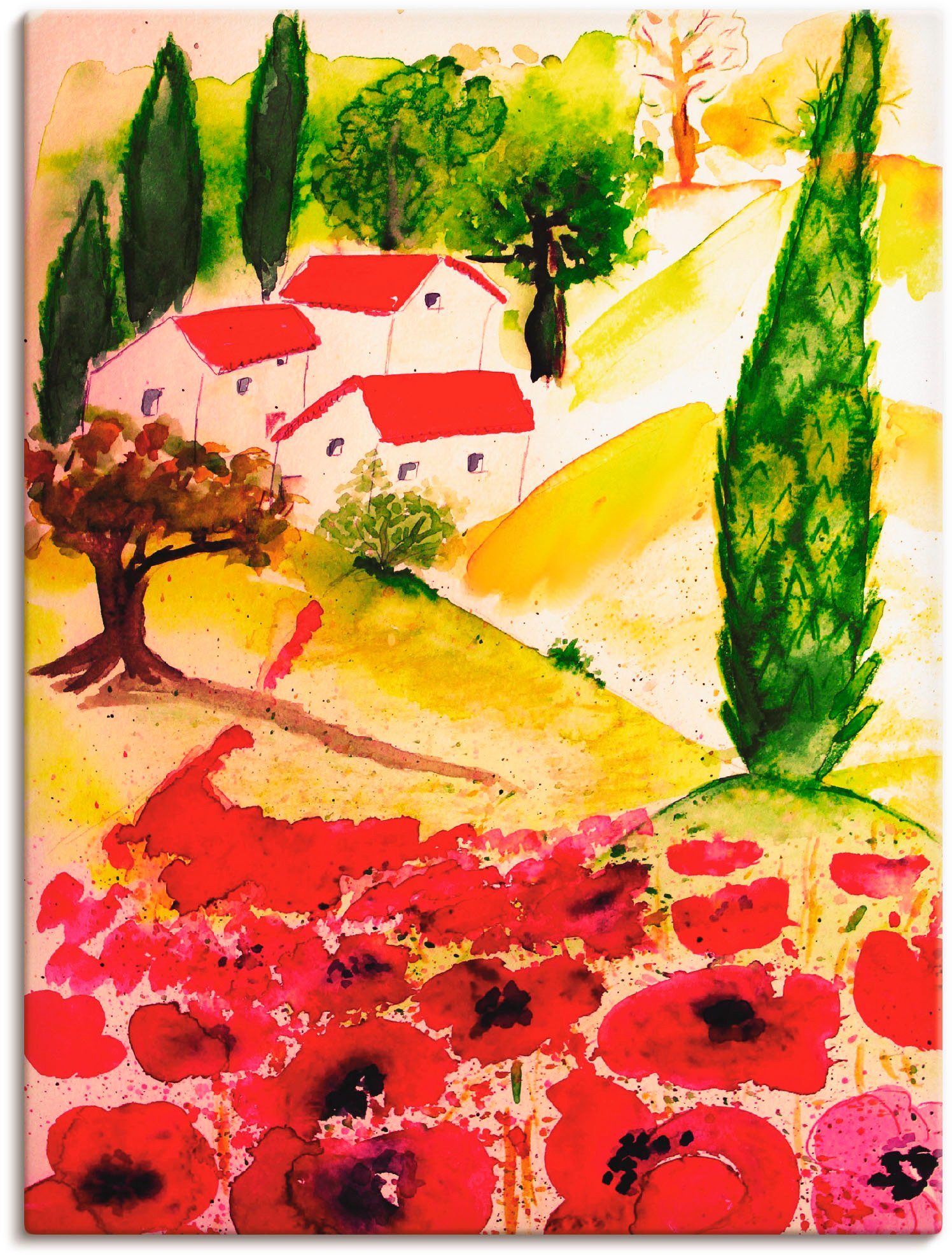 Artland Leinwandbild Sommer in der Toskana, Europa (1 St), auf Holzrahmen gespannt