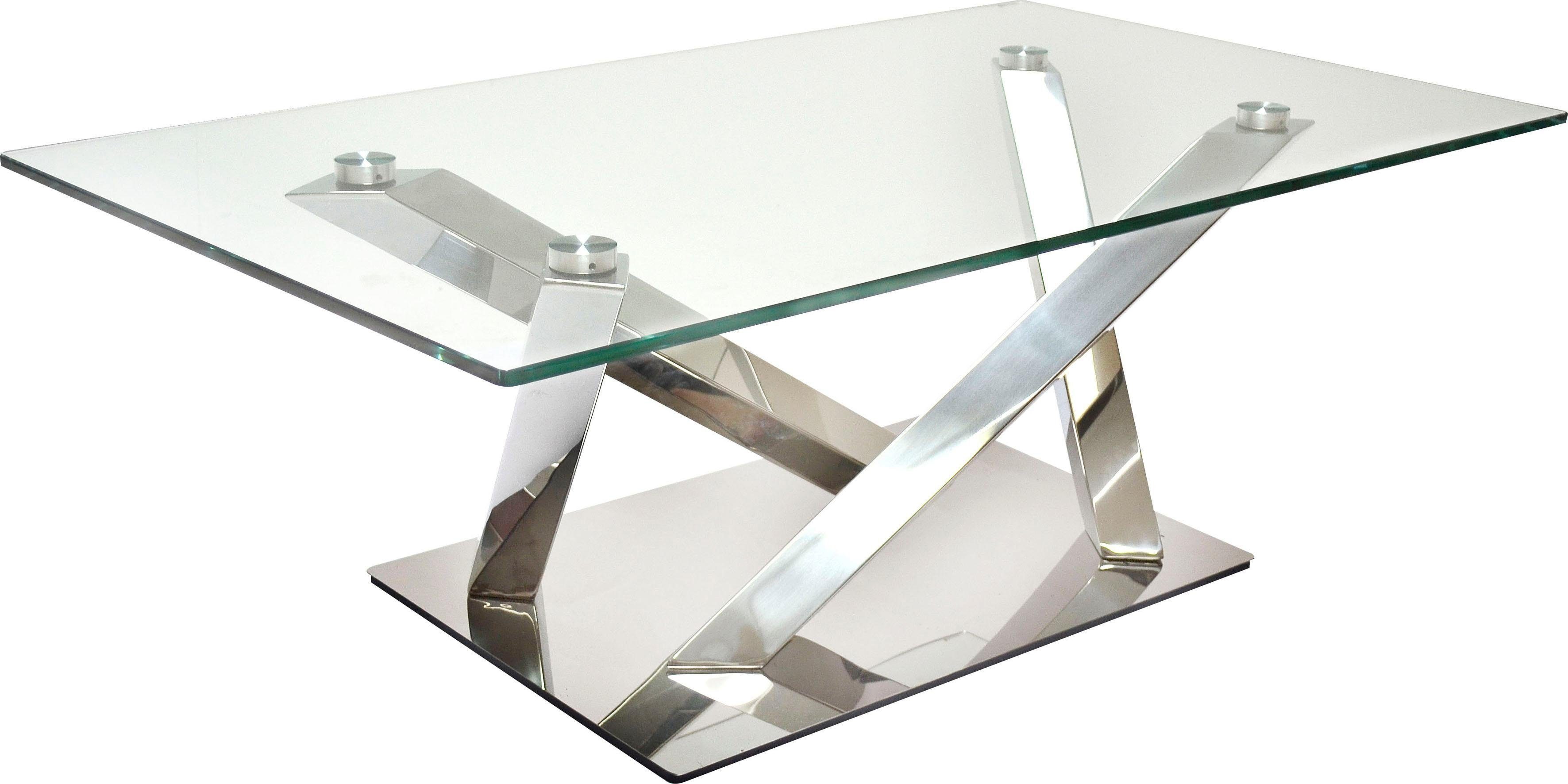 Leonique Couchtisch Micado, Rechteckiger Glastisch, Chromgestell, 120 x 70 x 50 cm