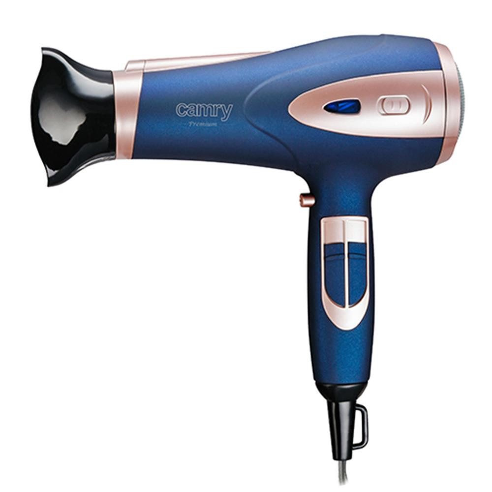 Camry Ionic-Haartrockner CR 2269 mit Ionenfunktion, 2 Gebläsestufen, 3 Temperaturstufen, 2400 W, Diffusor, Stylingdüse, Kaltlufttaste, Haar Styling schonend dunkelblau