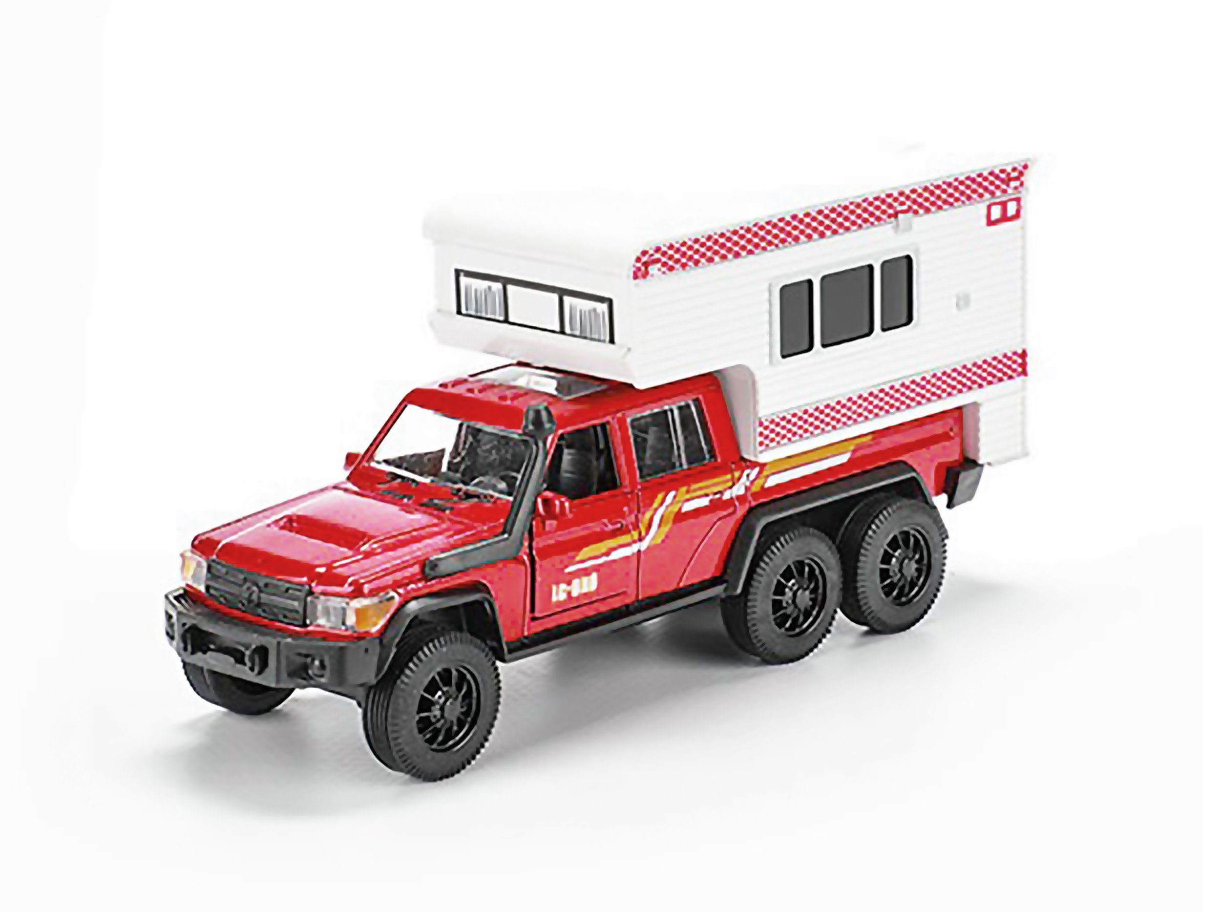 Modellauto WOHNMOBIL PICK-UP 15,5cm Wohnwagen mit Licht und Ton Rückzug 29 (Rot)