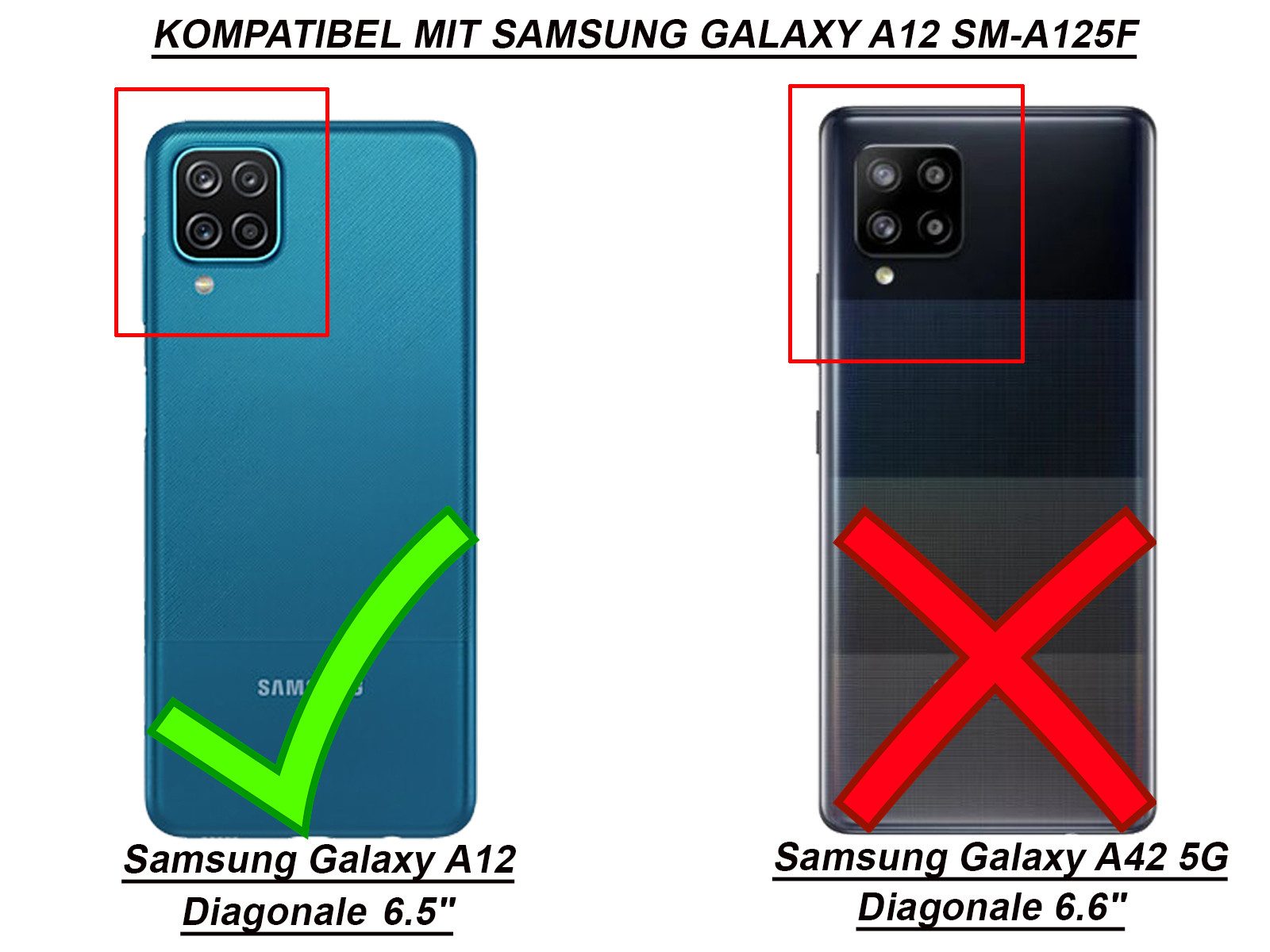 betterfon Handyhülle Handytasche für Samsung Galaxy A12 Buchhülle, Wallet Case mit Kartenfächern Magnetverschluss und weicher Innenhülle – Bild 3 von 5