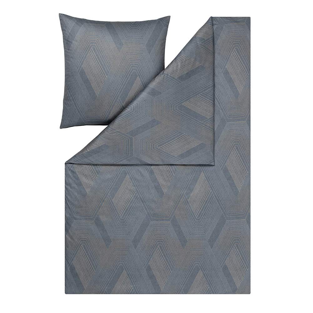 Estella Bettwäsche Estella Mako Jersey Bettwäsche 135x200 Quinn graphit sand Rauten 6895-, Mako-Jersey, 2 teilig