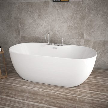 HOME DELUXE Badewanne LENI mit Armatur, (1-tlg), 170 x 80 x 58 cm - Füllmenge: 235 Liter I Freistehende Badewanne Spa