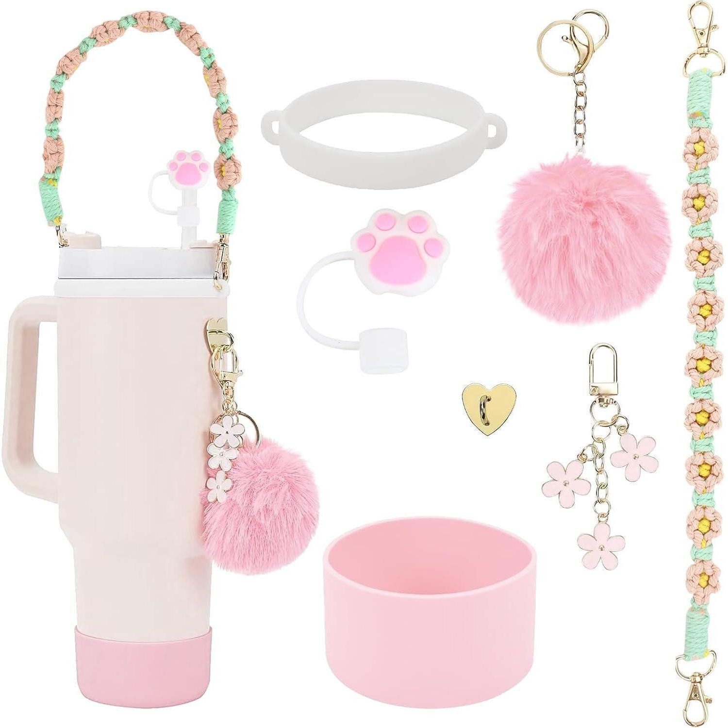 LuxusKollektion Becher Stanley Cup Zubehör Set - Wasserflasche Griff Riemen & Silikon Stiefel