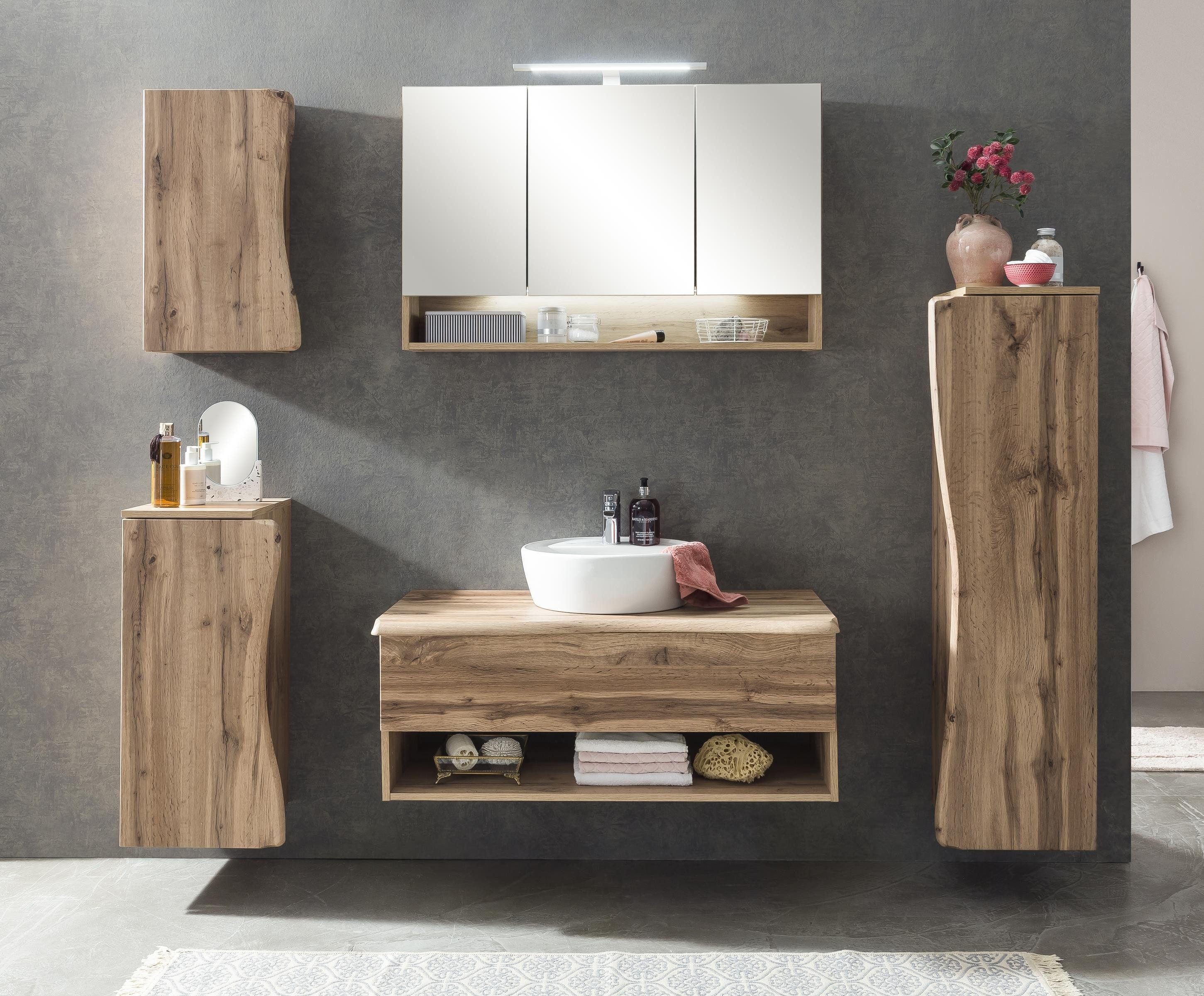 HELD MÖBEL Midischrank aus MDF in wotaneiche mit einer Tür und 4 Einlegeböden (B/H/T: 37x130x35 cm)