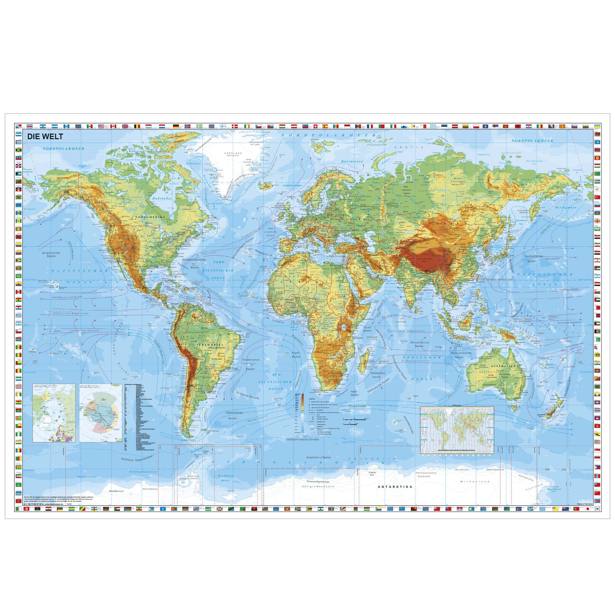 STIEFEL Poster Weltkarte physisch 95 x 62 cm günstig online kaufen