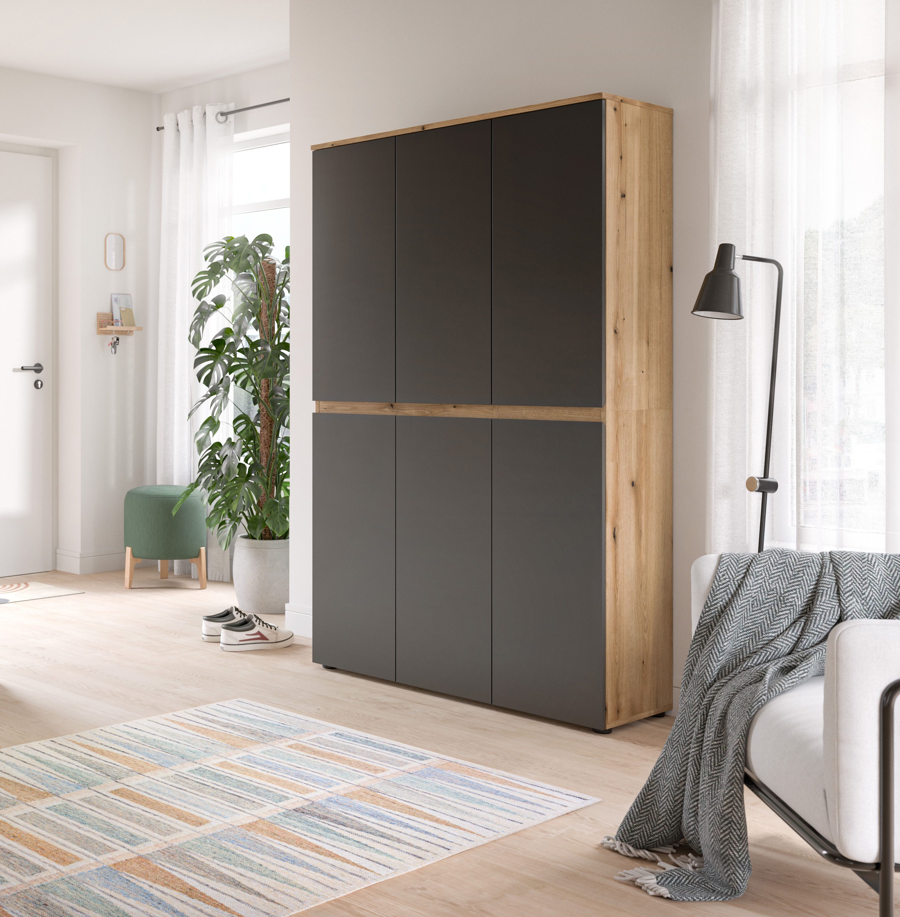 Home affaire Mehrzweckschrank CIPELA (1-St) BxH:105x175 cm, viel Stauraum, variable Einlegeböden, Kleiderstange