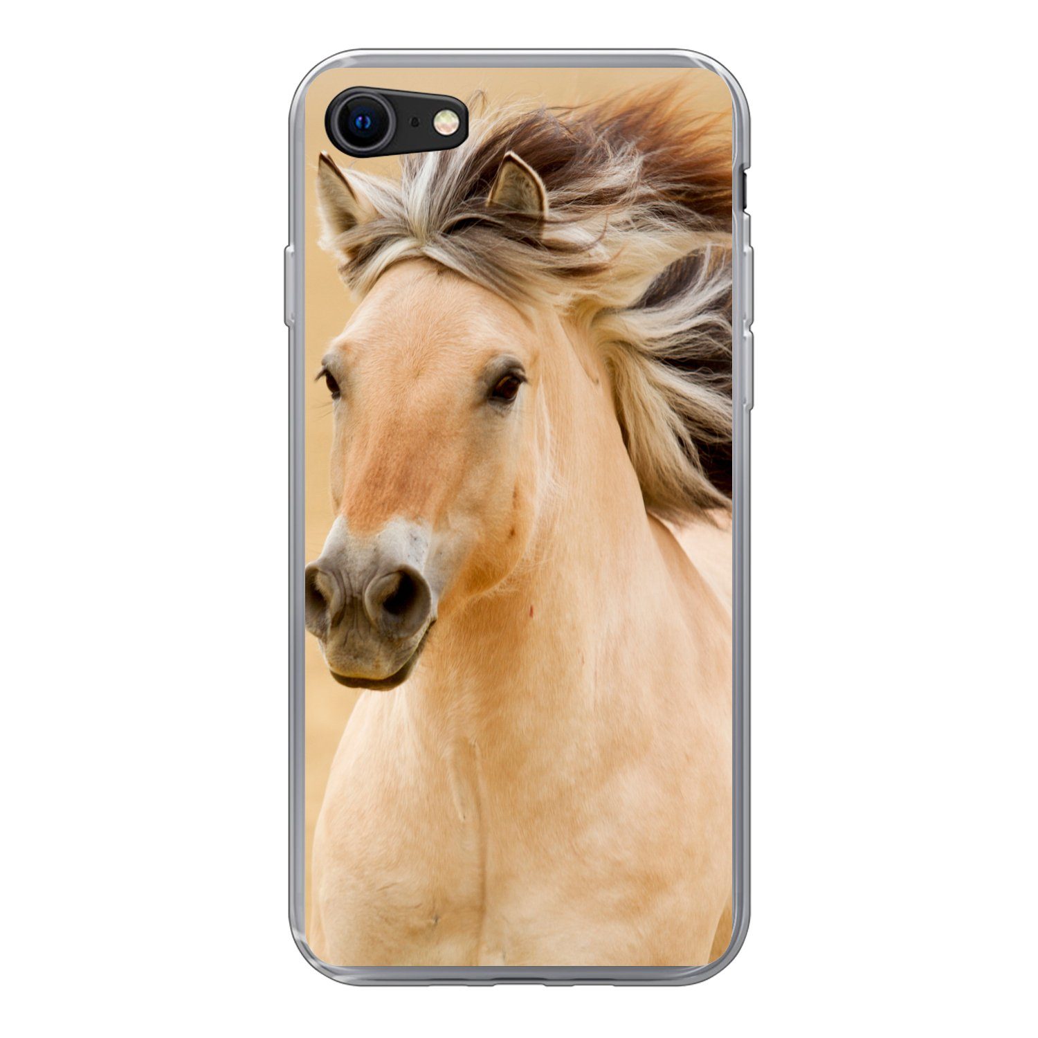 MuchoWow Handyhülle für Apple iPhone 7 Pferde - Tiere - Mähne - Porträt, Smartphone-Bumper, Print, Handy Schutzhülle Dünn