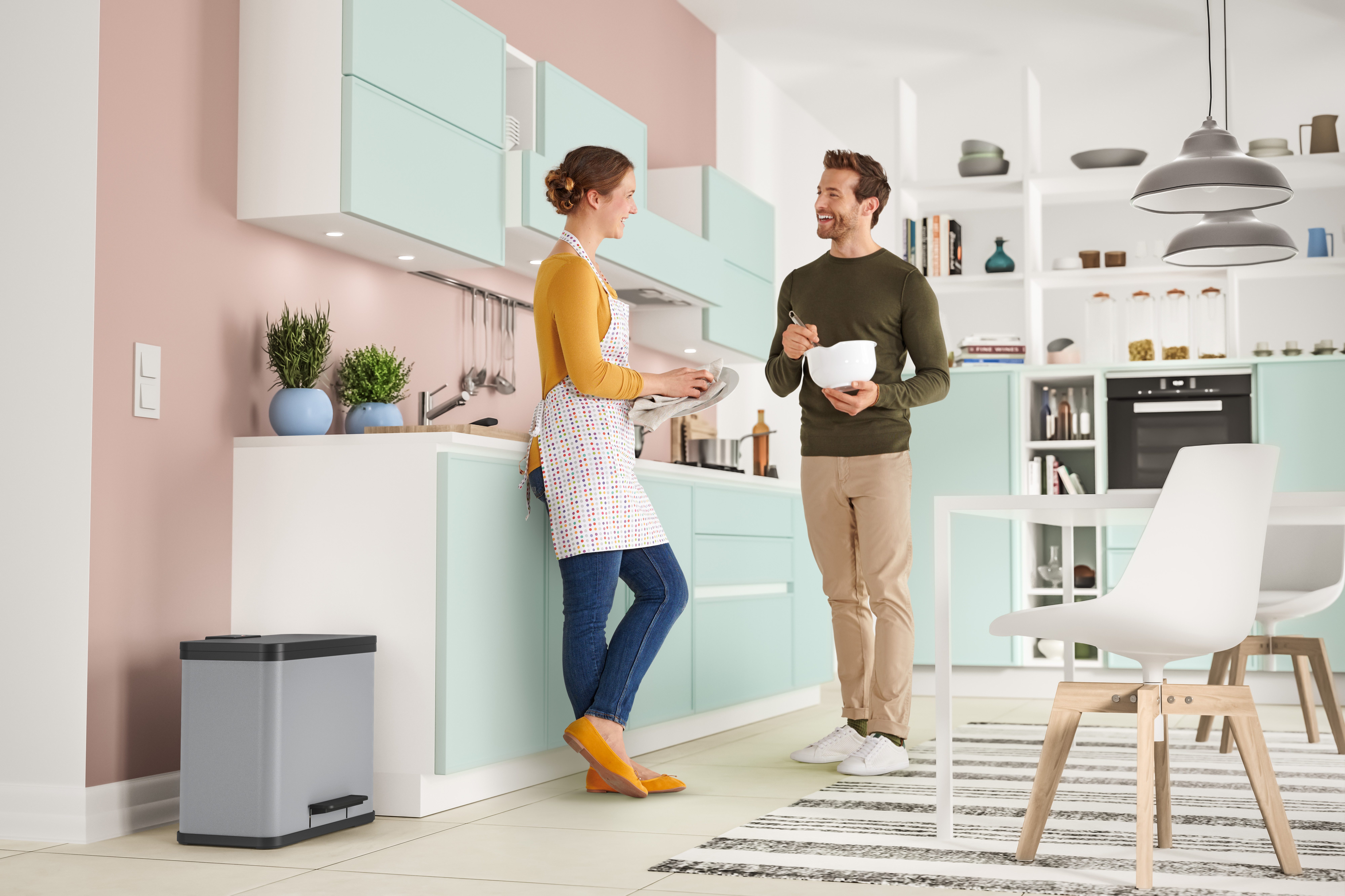 Hailo Mülleimer Öko trio Plus L, 27 l, Stahlblech o.Edelstahl, Kunststoff Inneneimer, Made in Germany